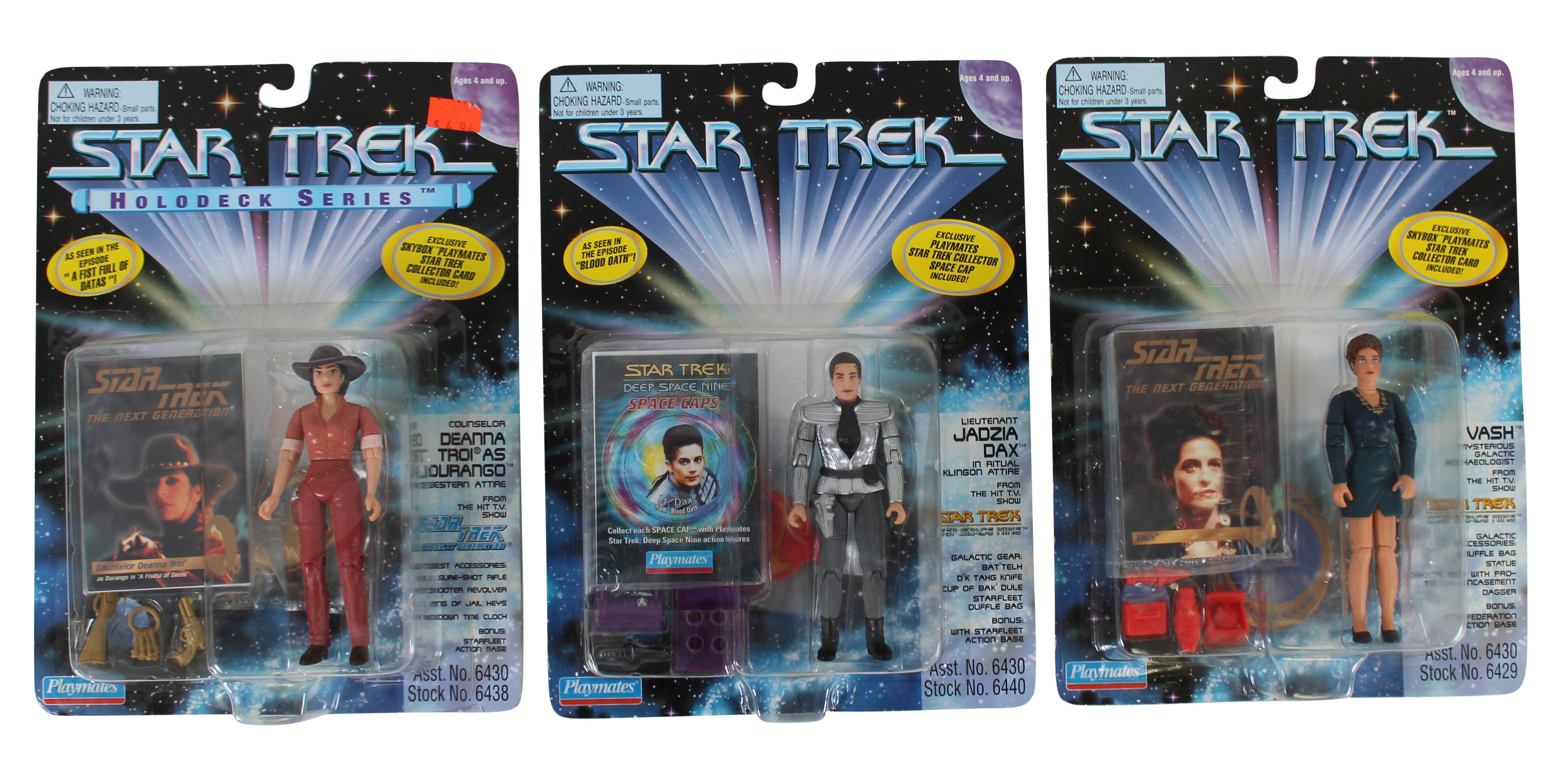 1995 Star Trek Playmates Action Figure Set Deanna Troi, Jadzia Dax & Vash