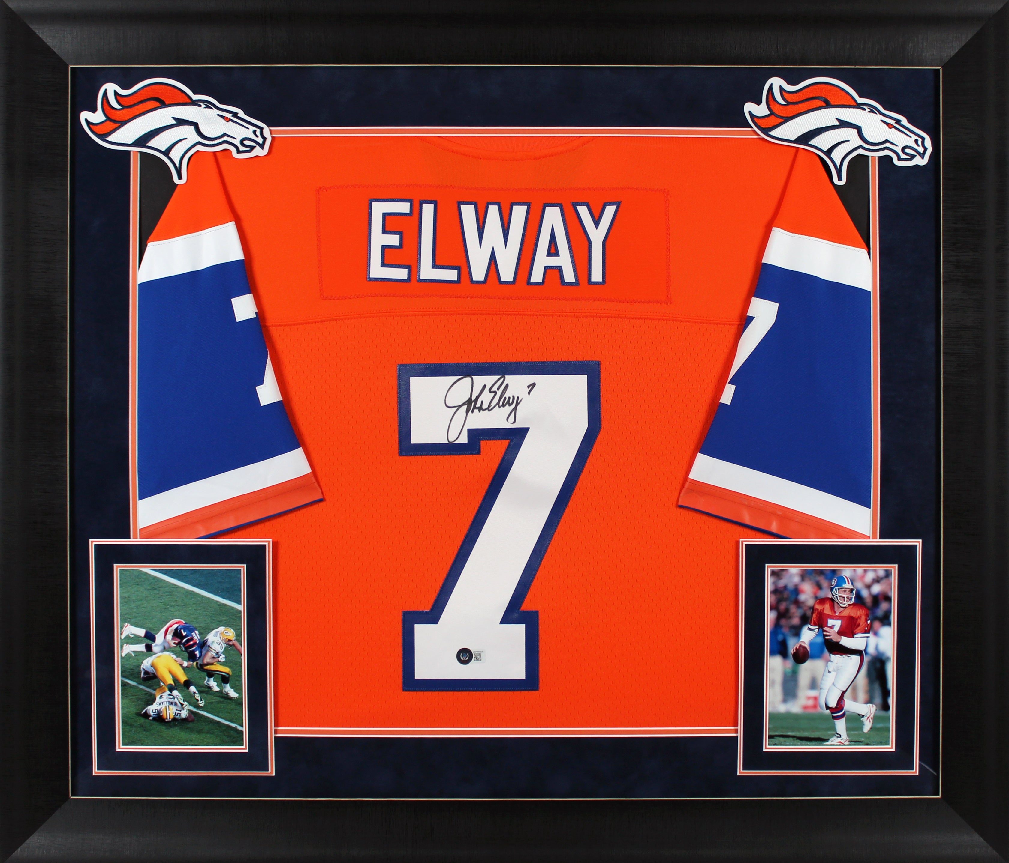 Broncos John Elway Authentic Signed Orange Alternate M&N Framed Jersey BAS Wit