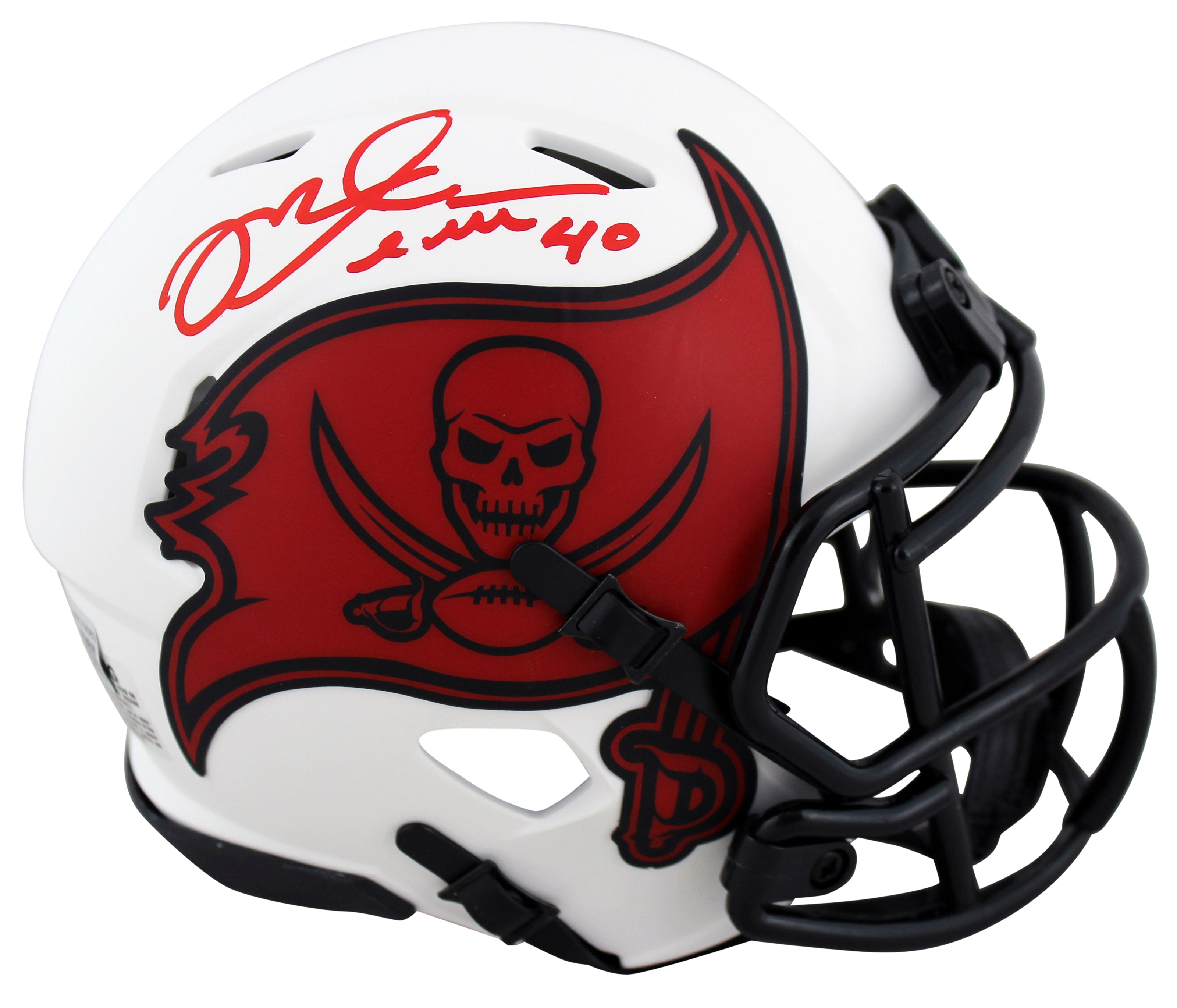 Buccaneers Mike Alstott Authentic Signed Lunar Speed Mini Helmet W/ Case BAS Wit