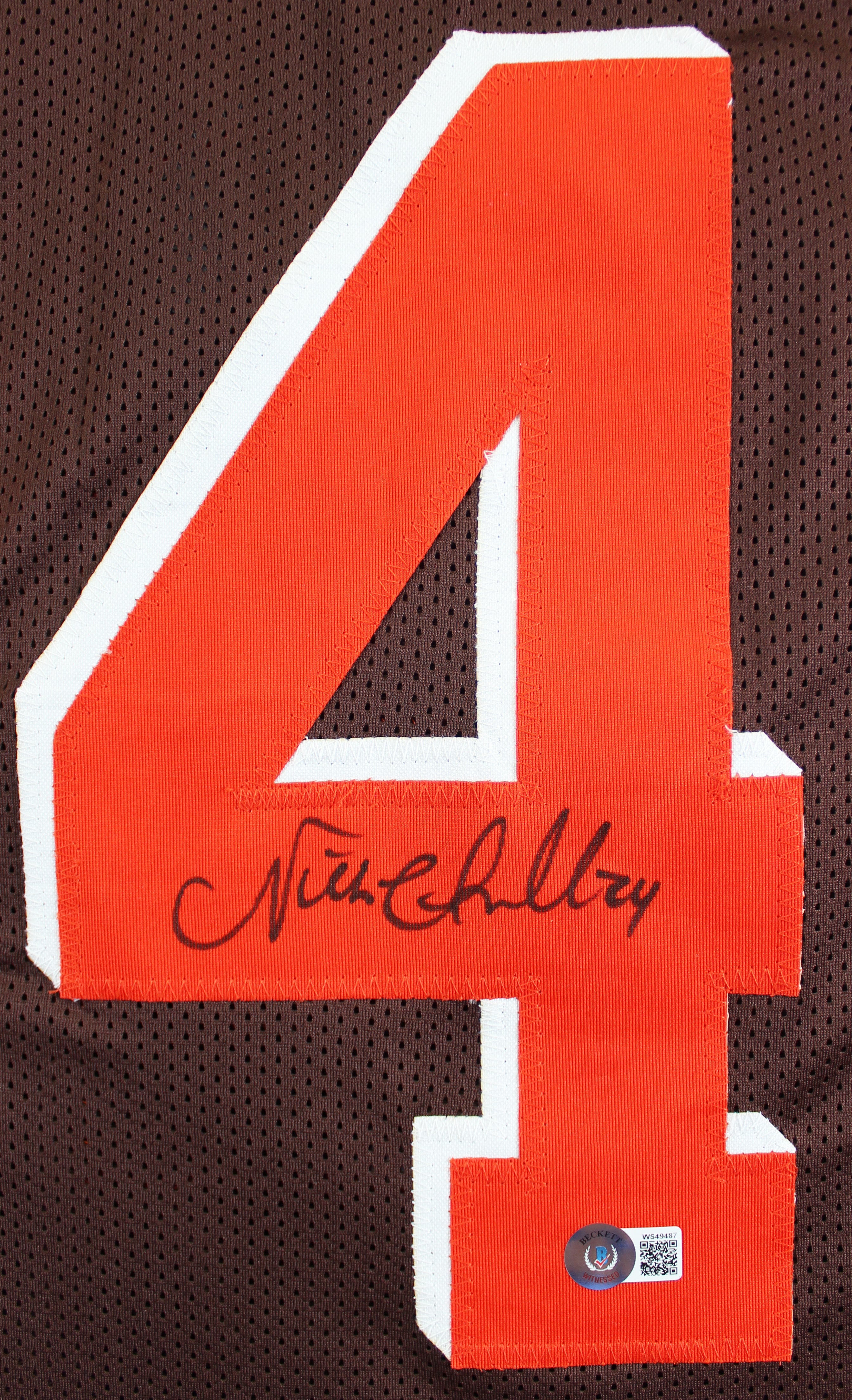 Nick Chubb Authentic Signed Brown Color Rush Pro Style Jersey BAS Witnessed