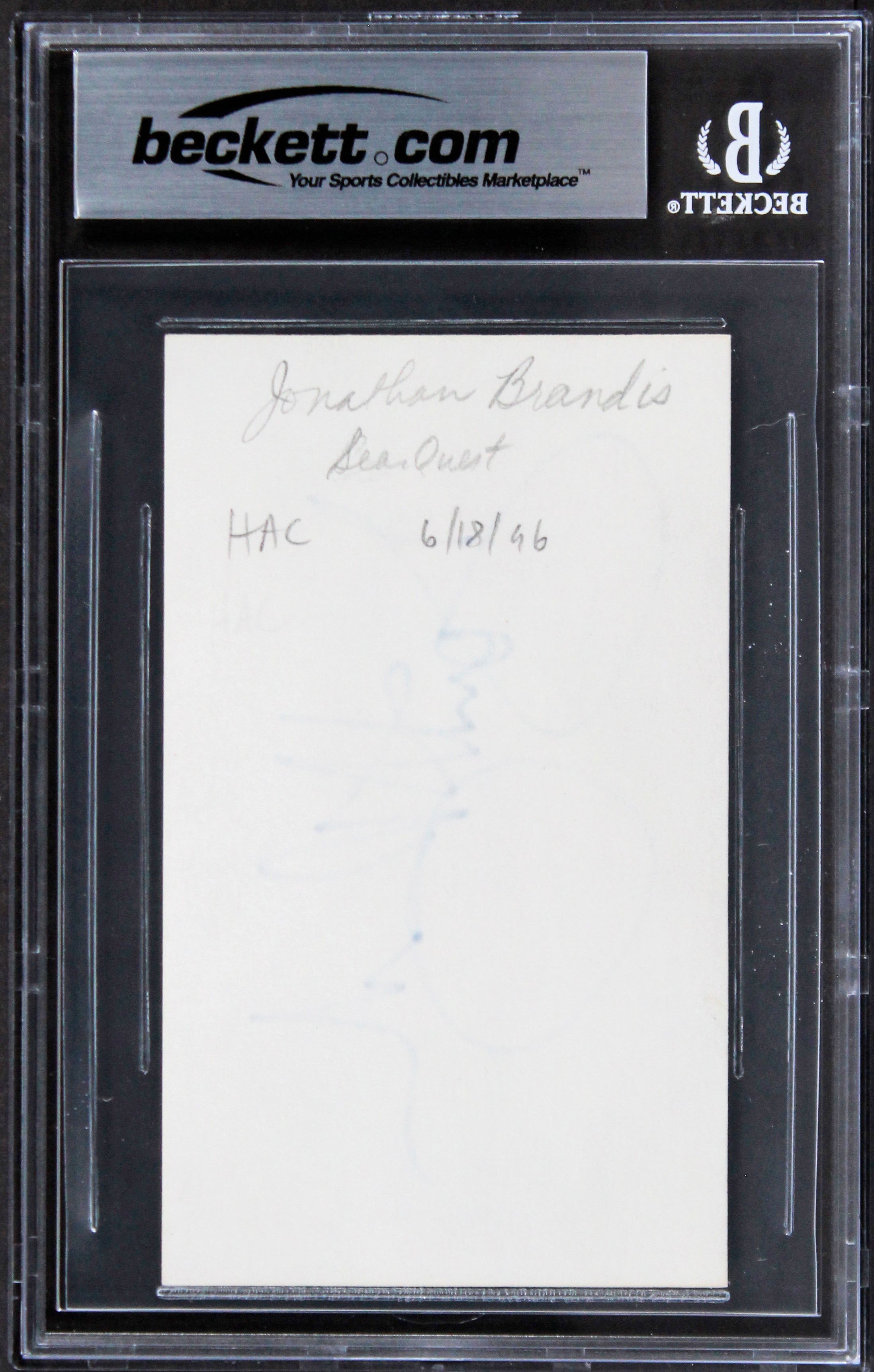Jonathan Brandis The Neverending Story II Signed 3x5 Index Card BAS Slabbed 2