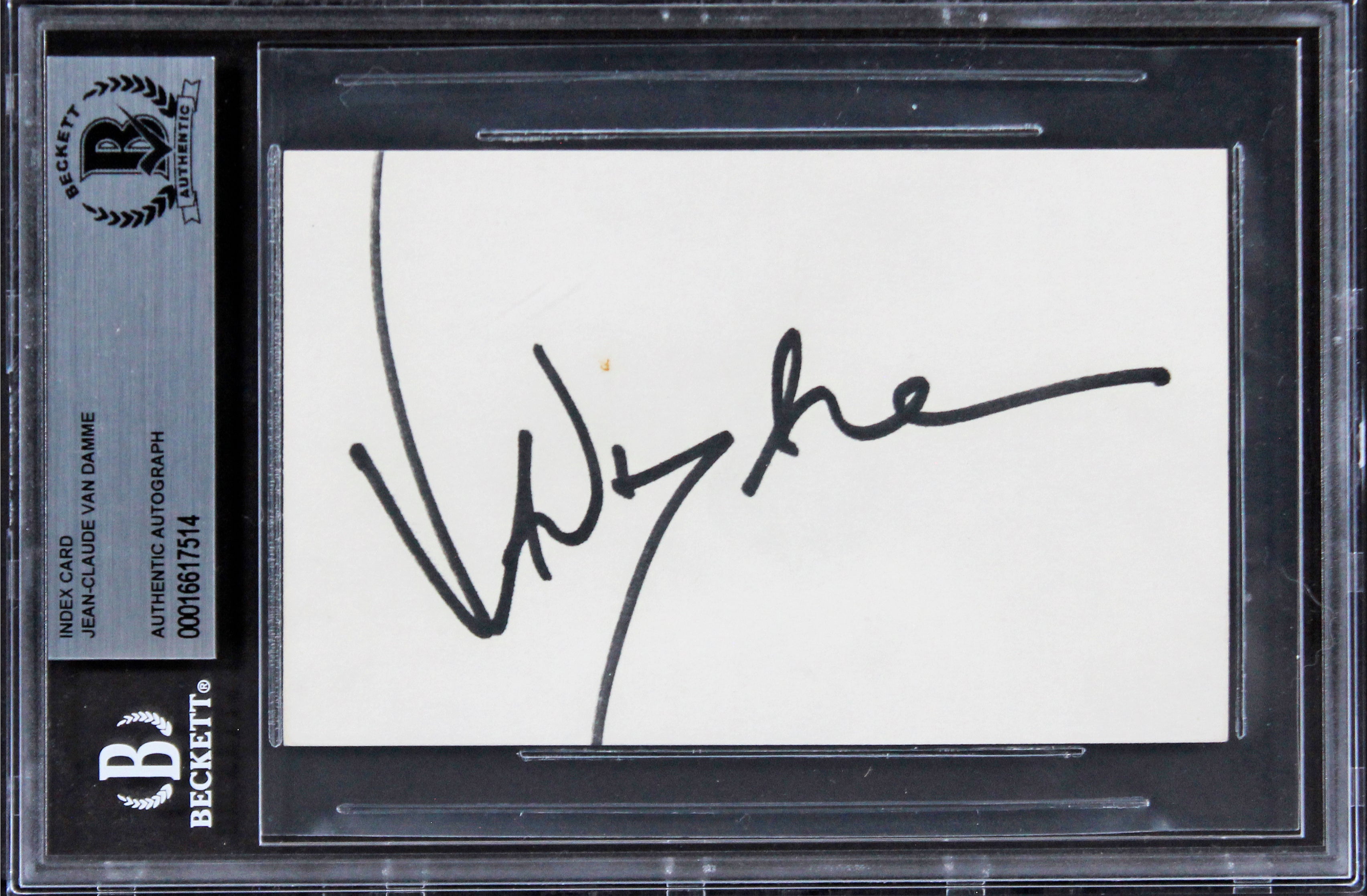 Jean-Claude Van Damme Double Impact Signed 3x5 Index Card BAS Slabbed 1