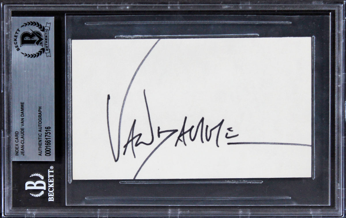 Jean-Claude Van Damme Double Impact Signed 3x5 Index Card BAS Slabbed 2