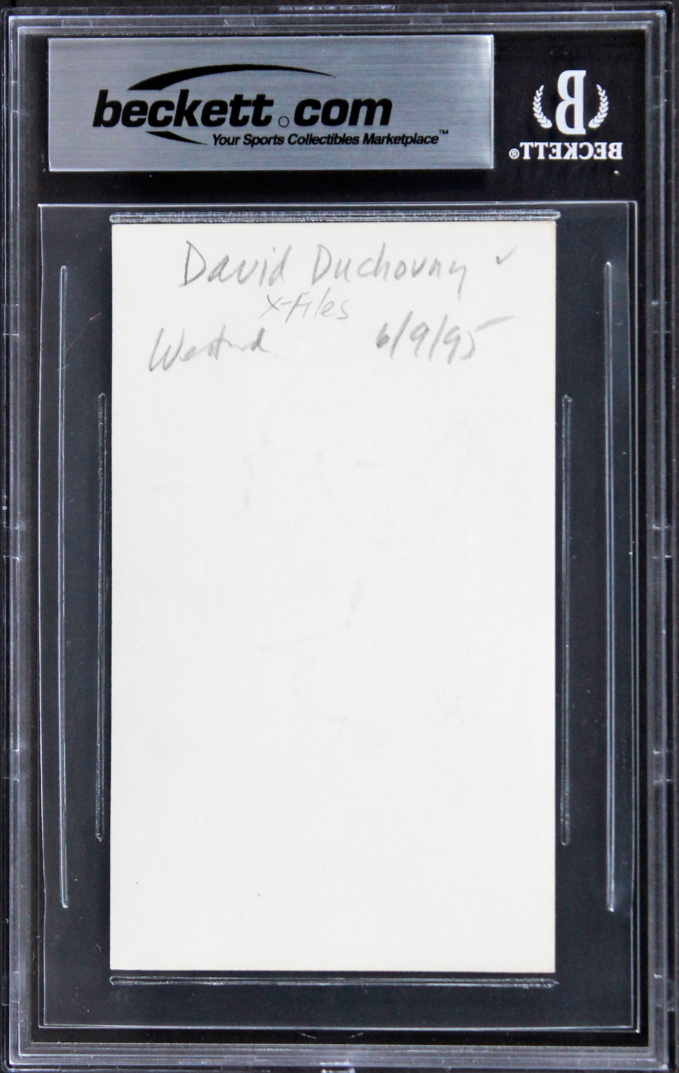 David Duchovny The X-Files Authentic Signed 3x5 Index Card BAS Slabbed 1