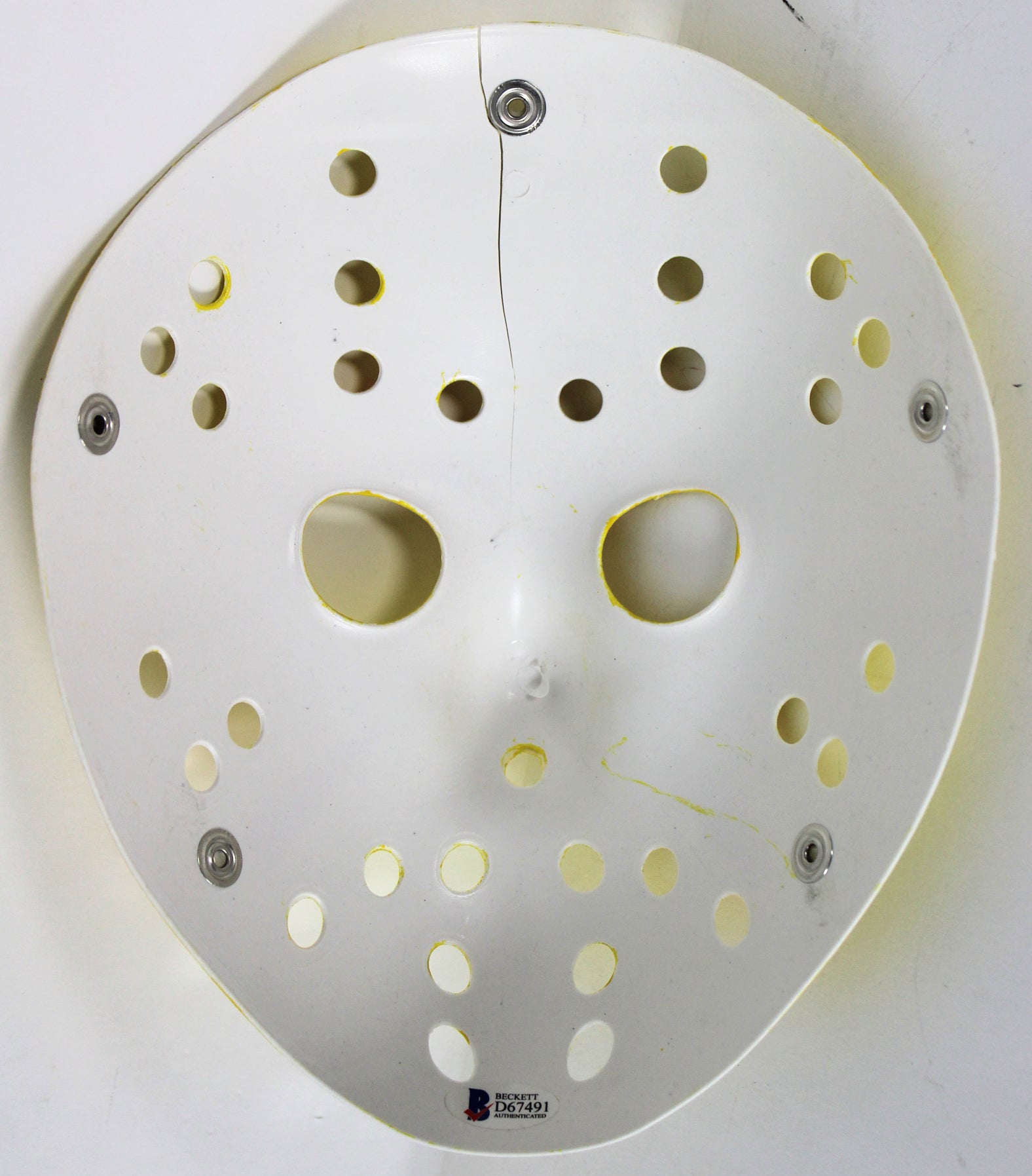 Ari Lehman Friday The 13th "Kill For Mama!" Signed Yellow Jason Mask BAS #D67491