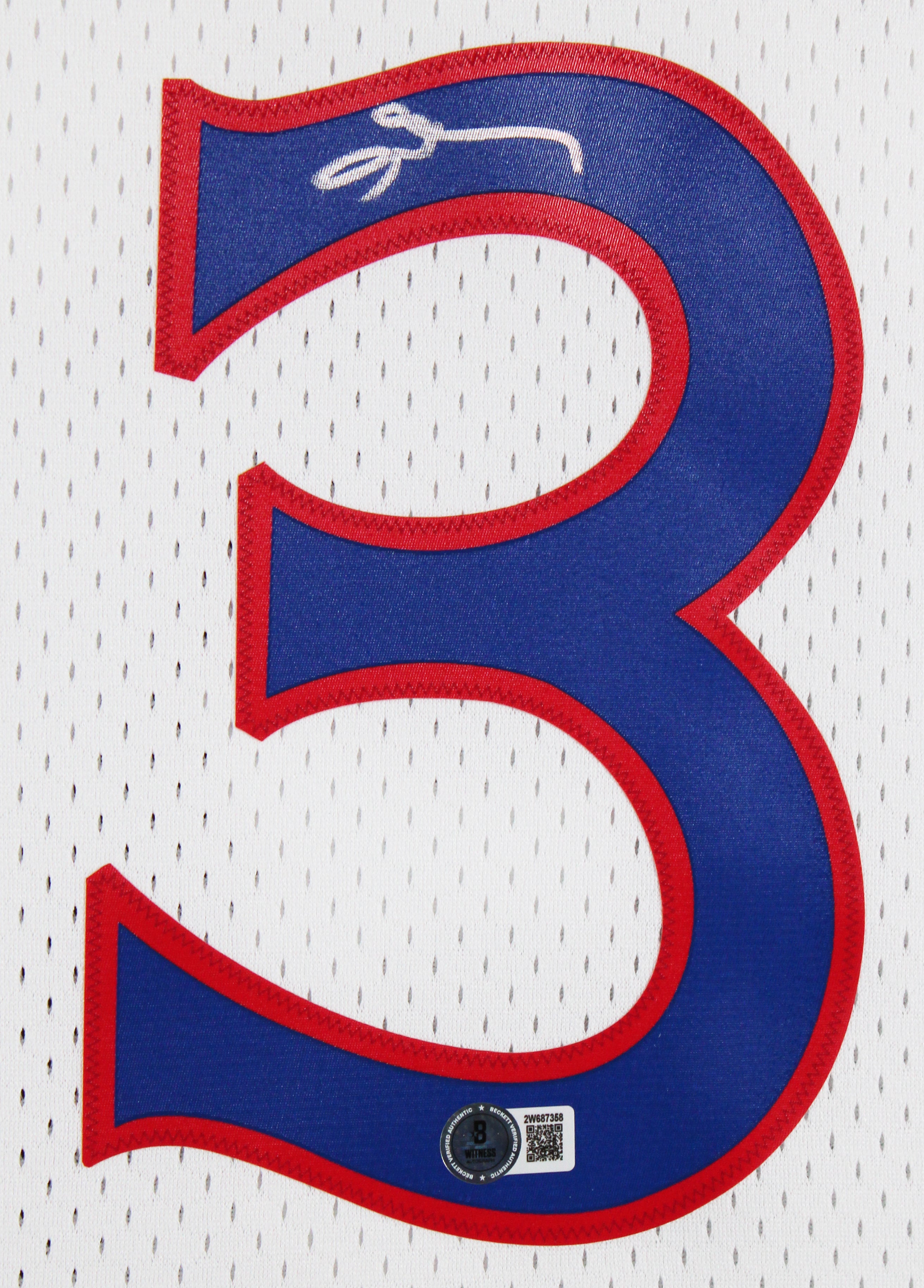 76ers Allen Iverson Signed White 1996-97 M&N HWC Swingman Framed Jersey BAS Wit