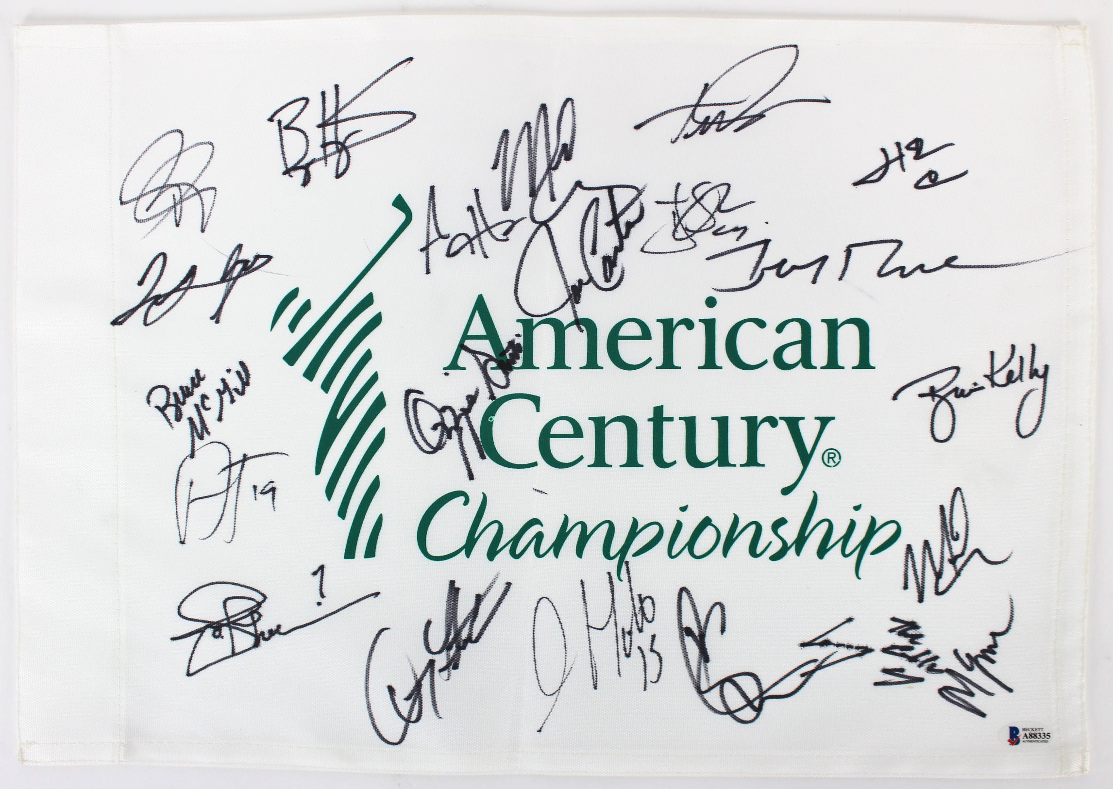 American Century (20) Goff, Peterson, Oshie, Rice Signed Pin Flag BAS #A88335