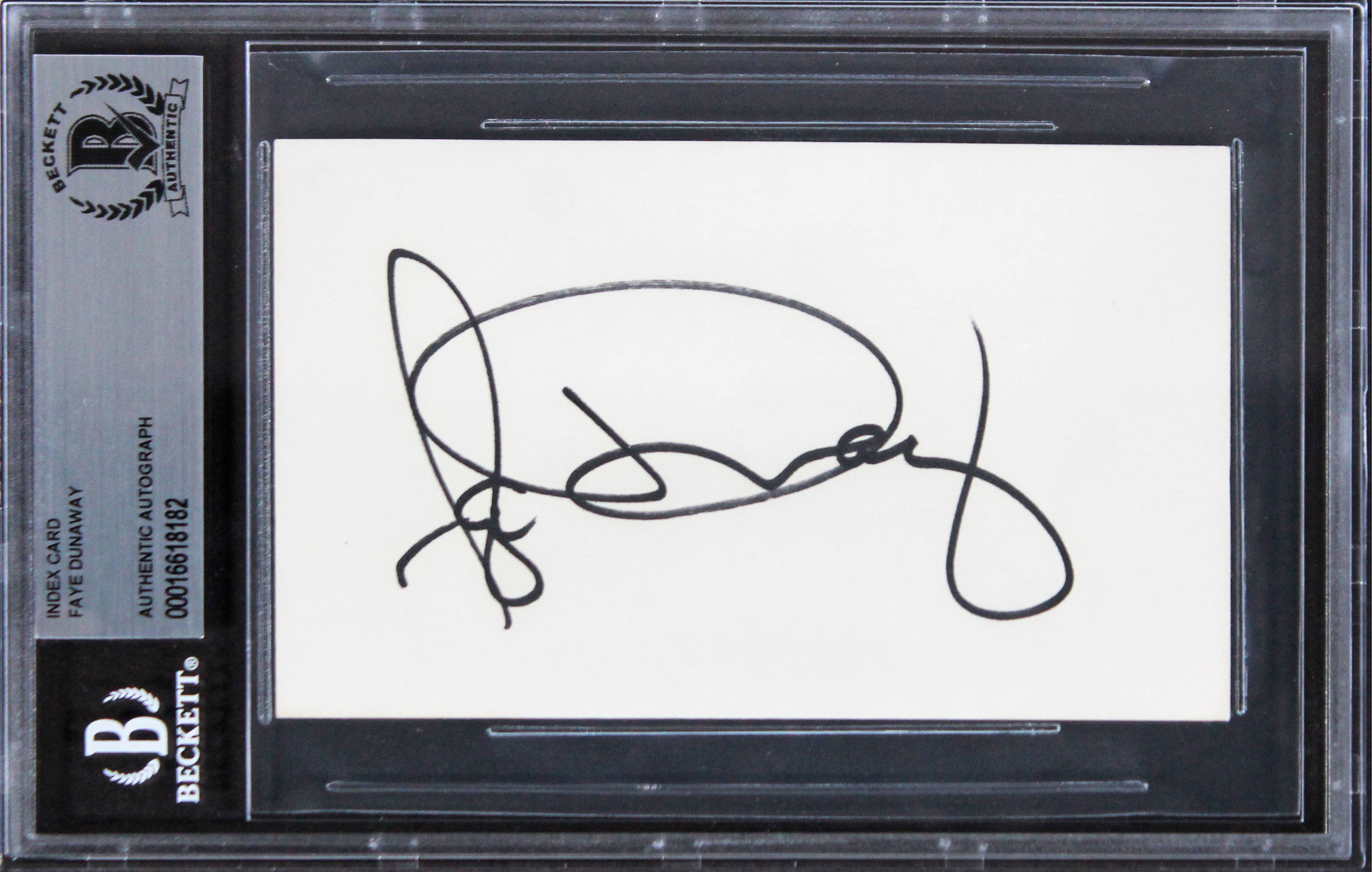 Faye Dunaway Bonnie & Clyde Authentic Signed 3x5 Index Card BAS Slabbed