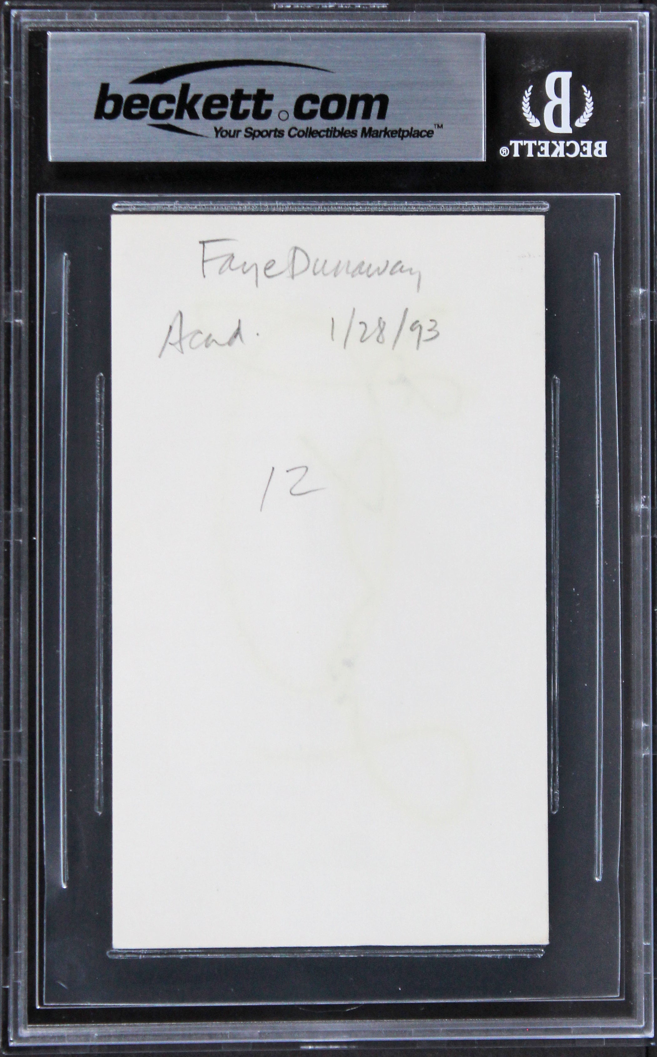 Faye Dunaway Bonnie & Clyde Authentic Signed 3x5 Index Card BAS Slabbed