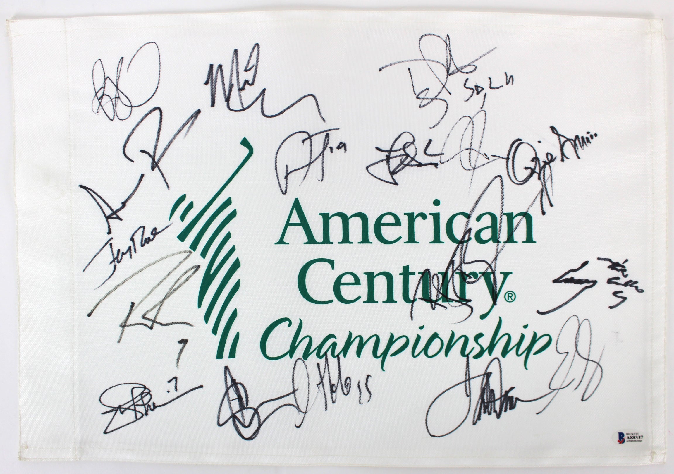 American Century (17) Romo, Rice, Bettis, Pederson Signed Pin Flag BAS #A88337