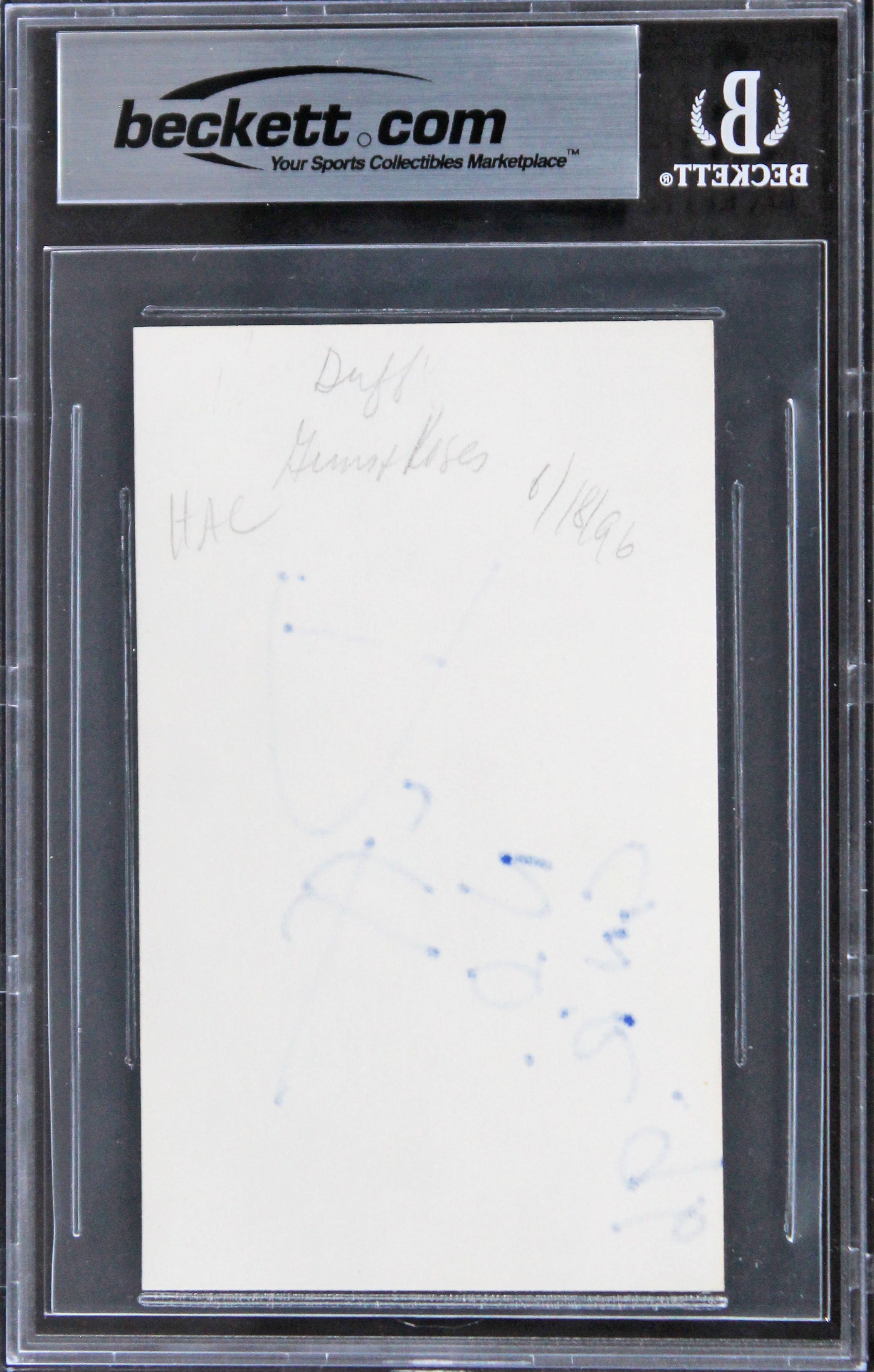 Duff McKagan Guns N' Roses "No GNR 96 " Signed 3x5 Index Card BAS Slabbed 2