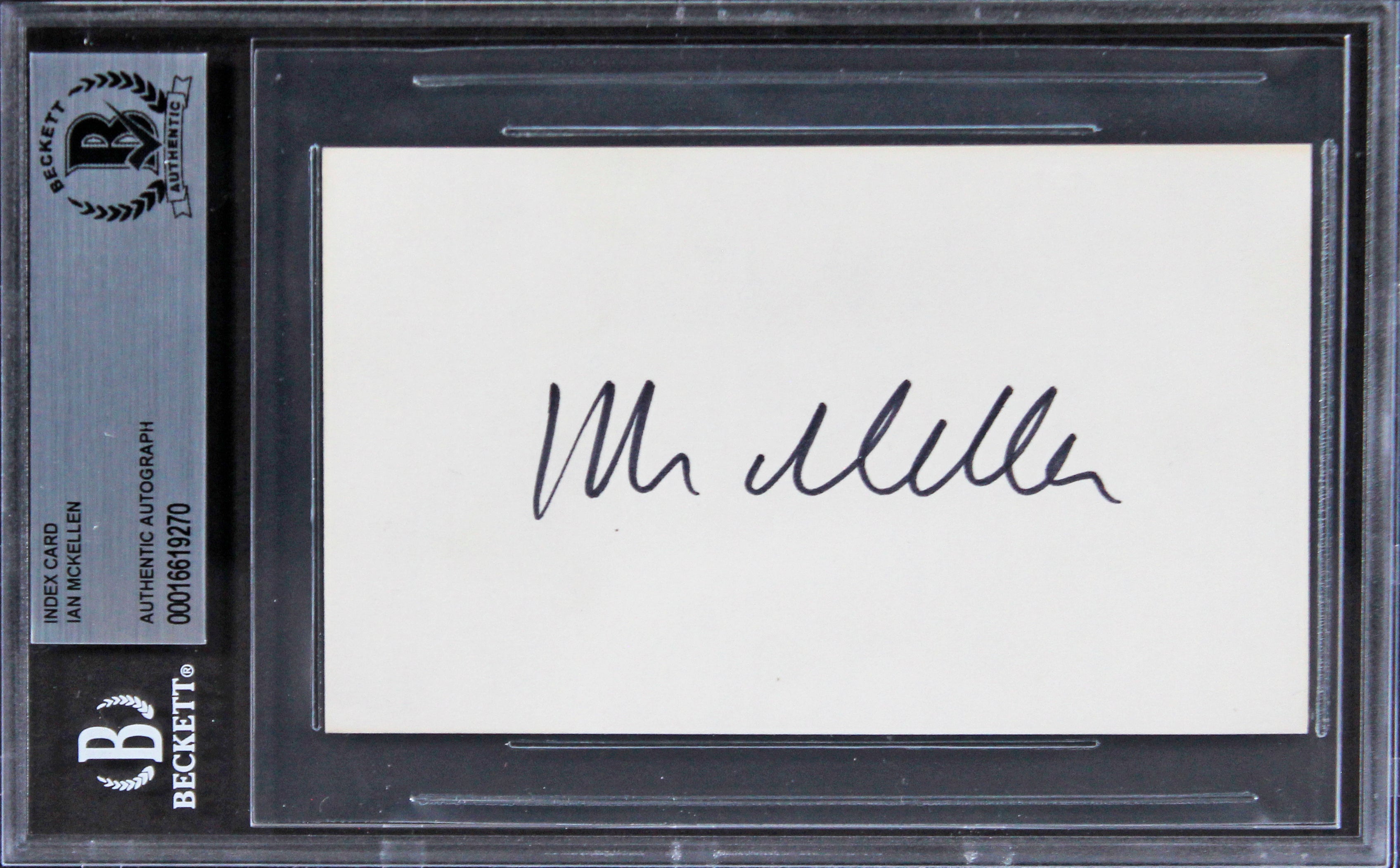 Ian McKellen Lord of the Rings Authentic Signed 3x5 Index Card BAS Slabbed 3