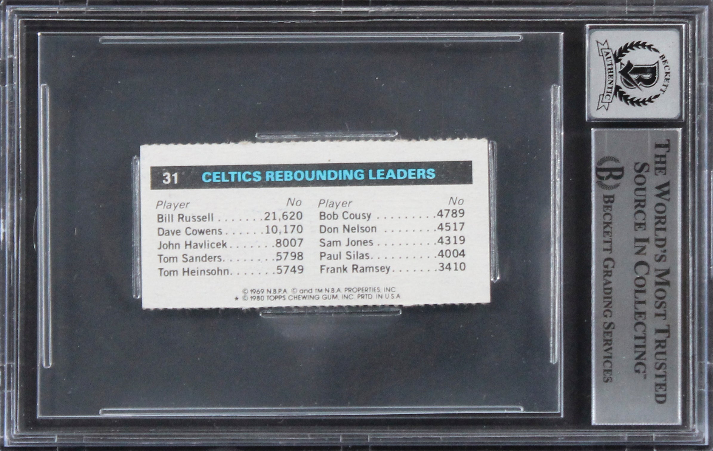 Larry Bird Authentic Signed 1980 Topps Singles #31 Card Auto Gem 10! BAS Slabbed