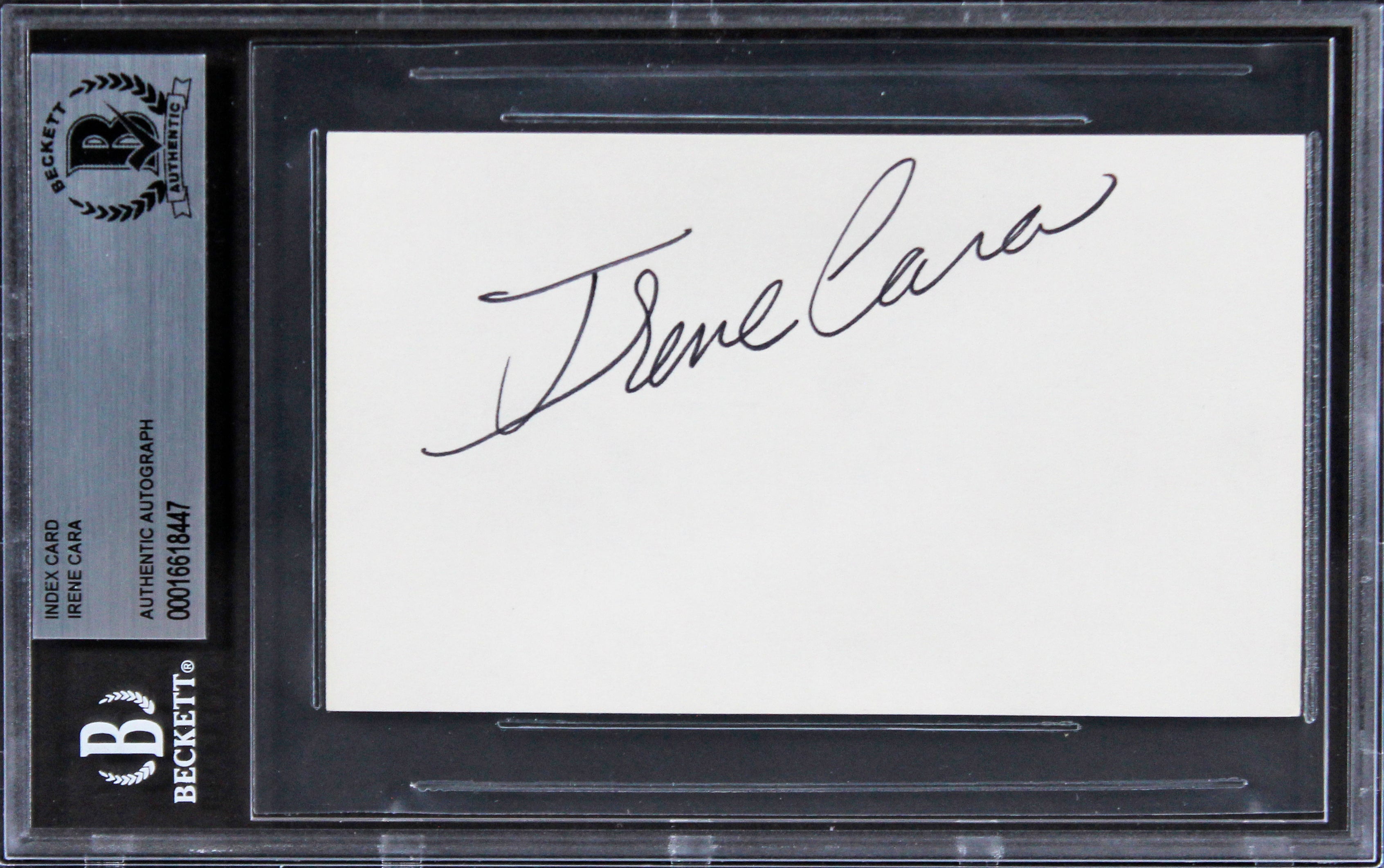 Irene Cara Fame Authentic Signed 3x5 Index Card Autographed BAS Slabbed 1