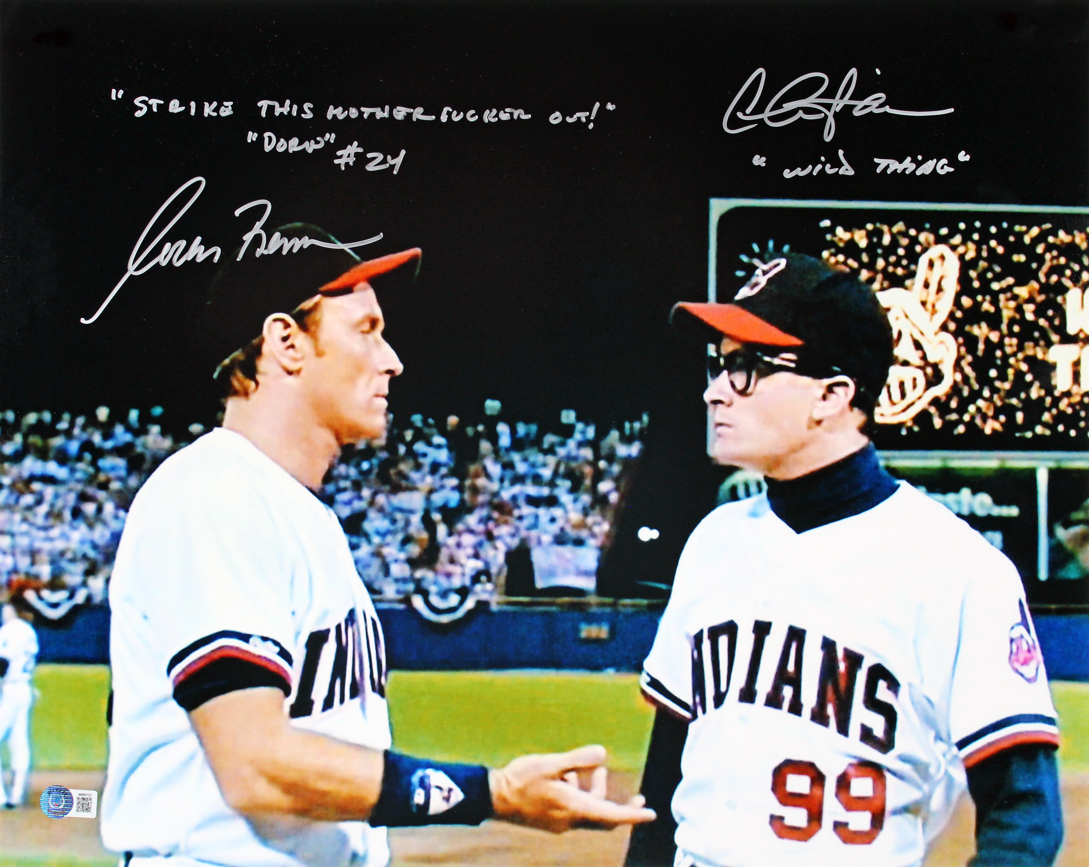 Charlie Sheen & Corbin Bernsen Major League "STMFO" Signed 16x20 Photo BAS Wit 3