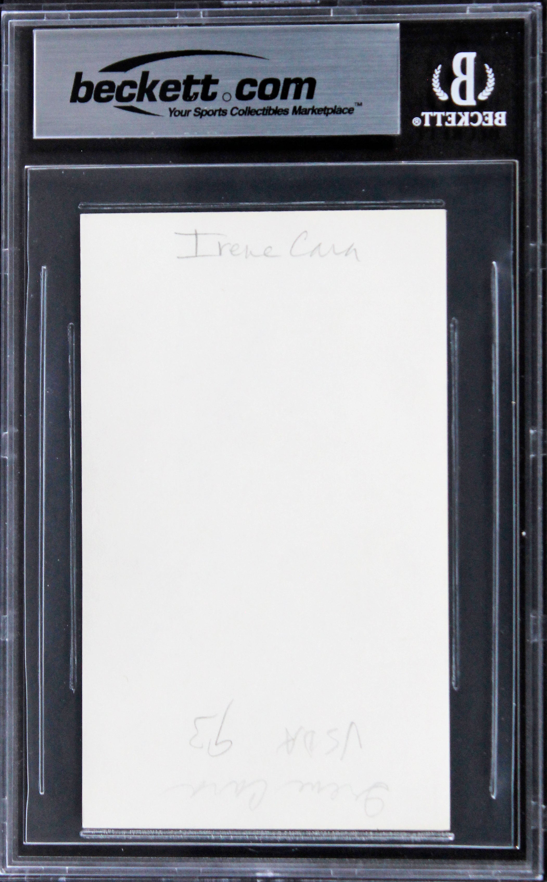 Irene Cara Fame Authentic Signed 3x5 Index Card Autographed BAS Slabbed 1