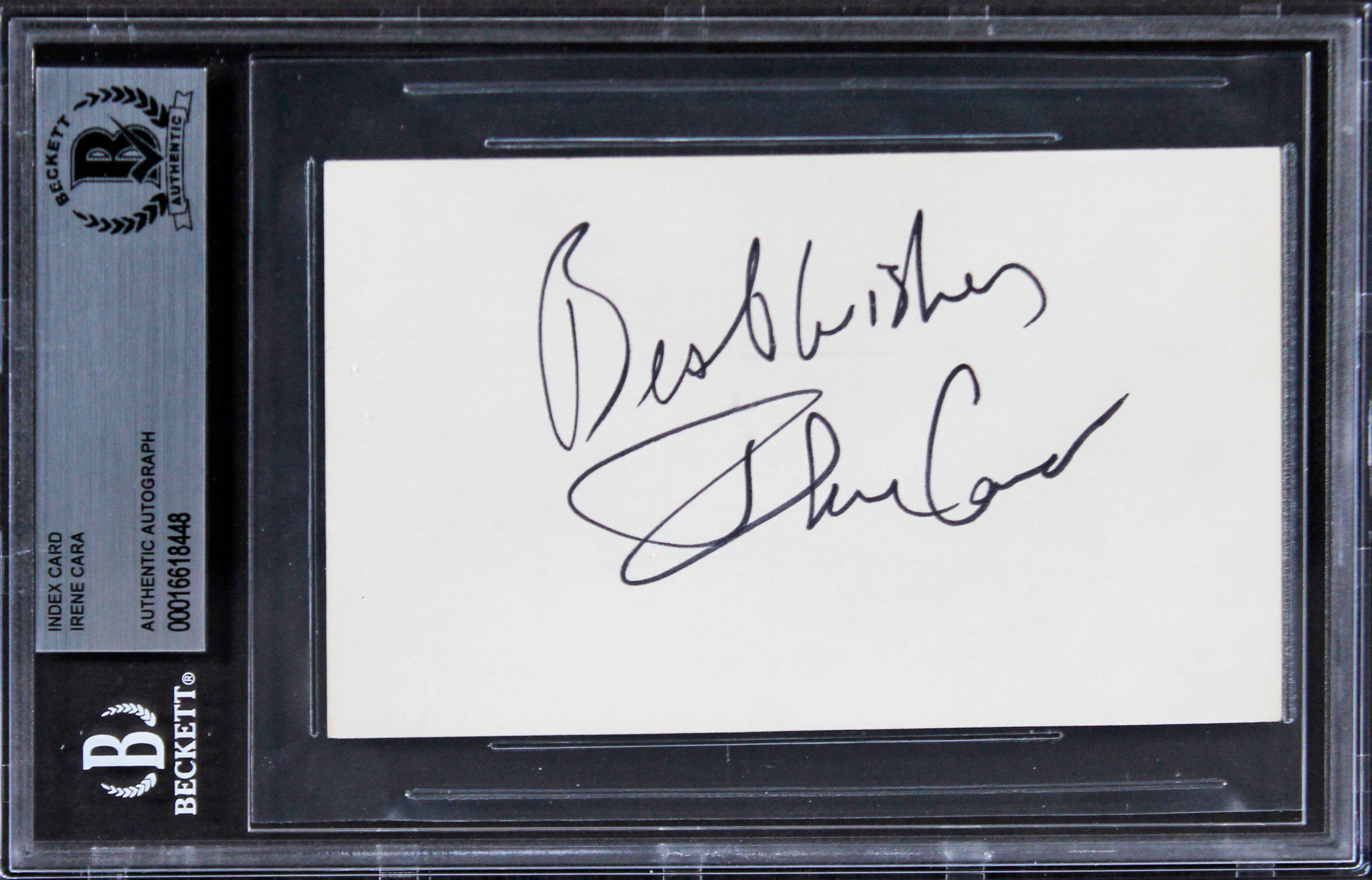 Irene Cara Fame "Best Wishes" Signed 3x5 Index Card Autographed BAS Slabbed 2