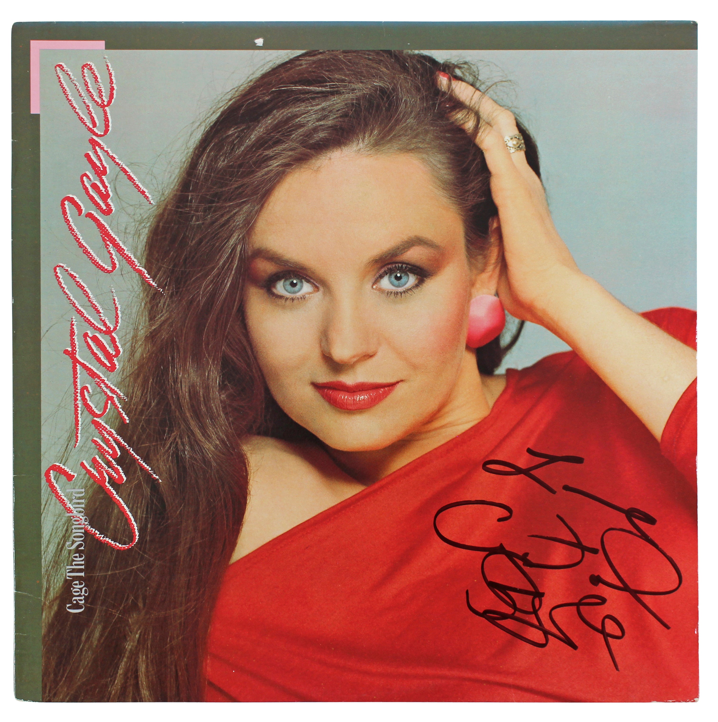 Crystal Gayle Authentic Signed Cage The Songbird Album Cover BAS #BF88108