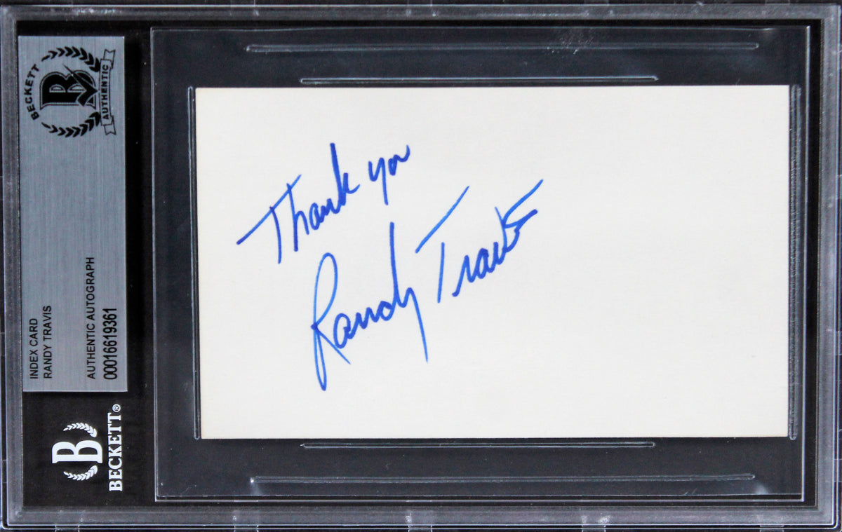 Randy Travis Country Music "Thank You" Signed 3x5 Index Card BAS Slabbed