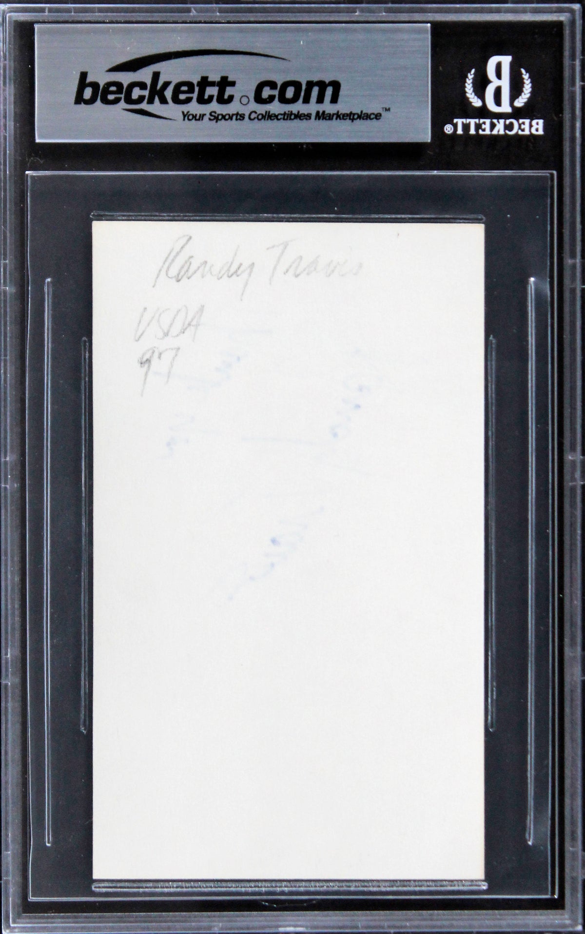 Randy Travis Country Music "Thank You" Signed 3x5 Index Card BAS Slabbed