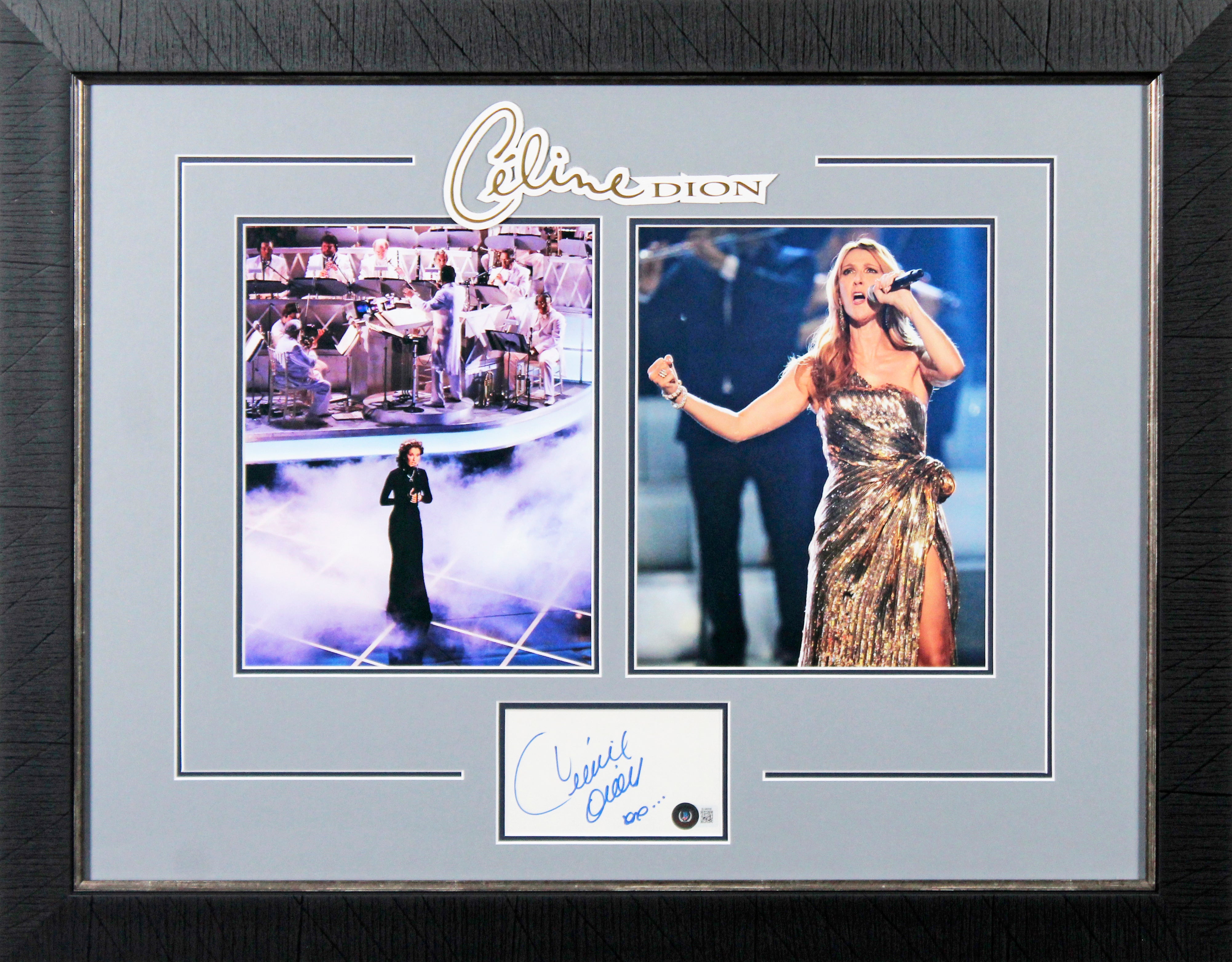 Celine Dion Authentic Signed 3x5 Index Card Framed Display BAS #BL98058