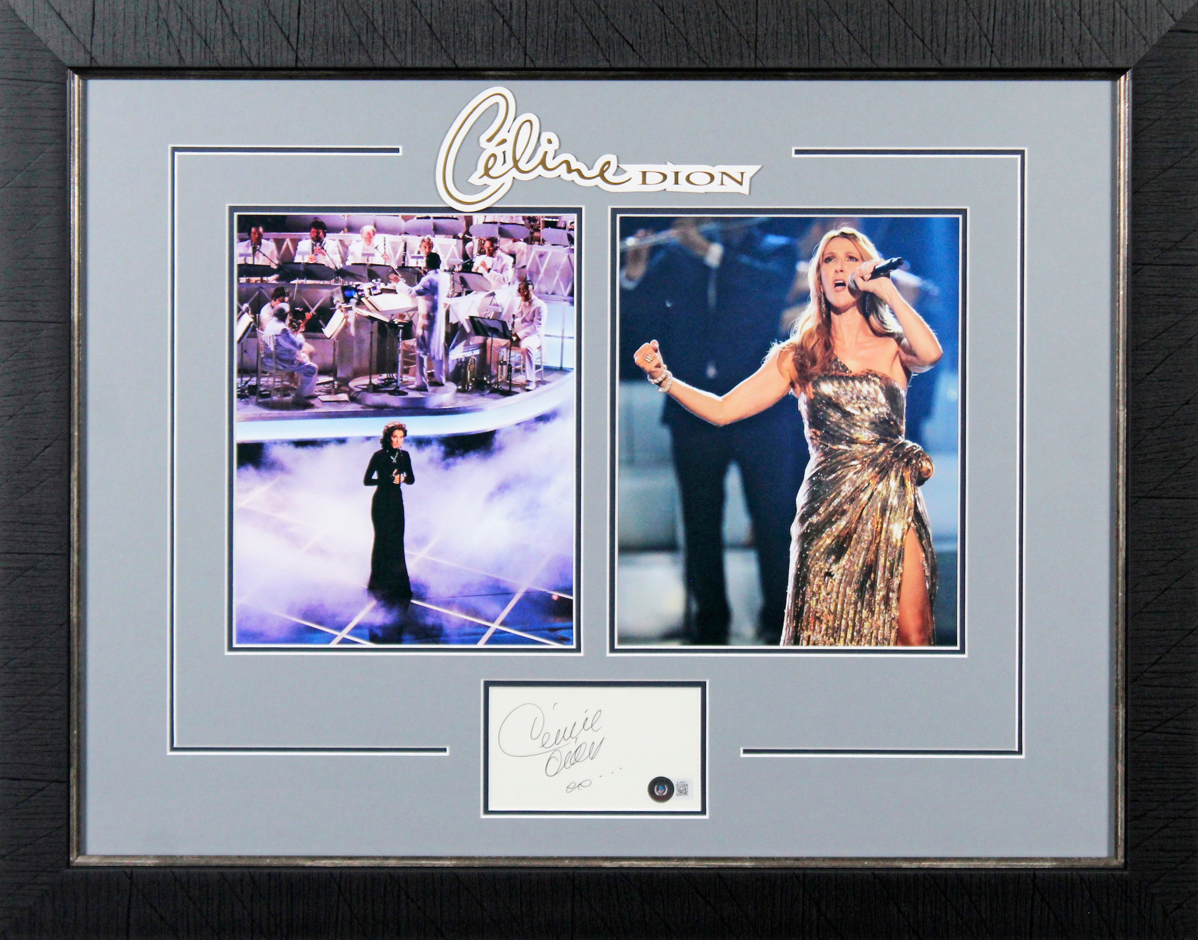 Celine Dion Authentic Signed 3x5 Index Card Framed Display BAS #BL98057