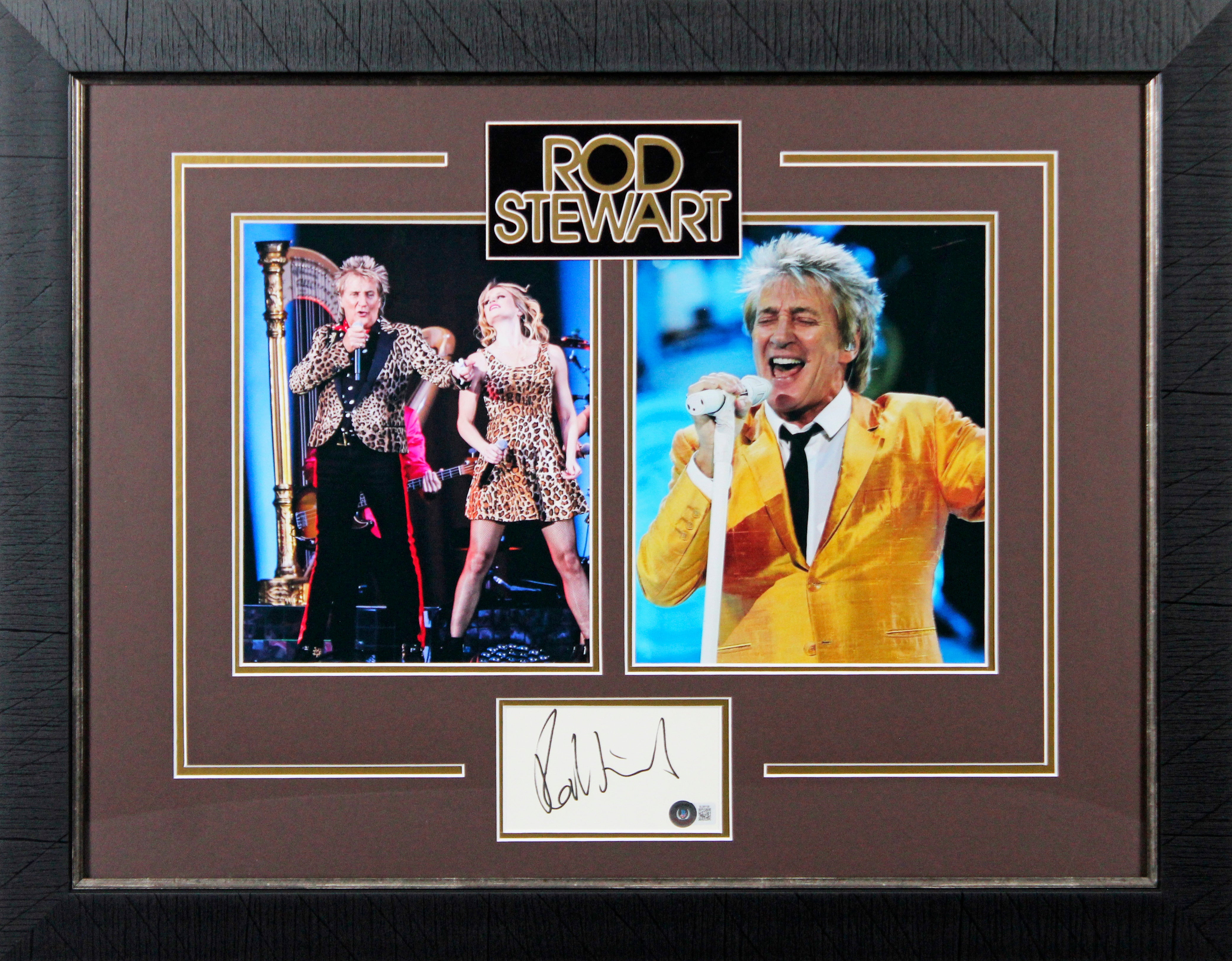 Rod Stewart Authentic Signed 3x5 Index Card Framed Display Autographed BAS