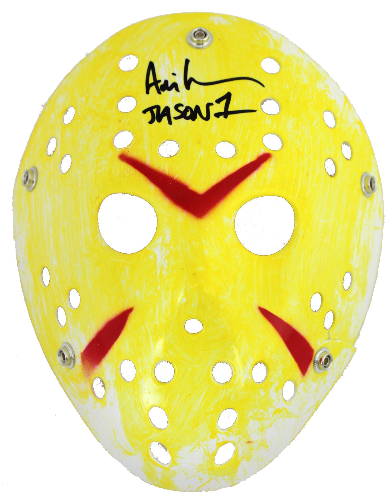 Ari Lehman Friday The 13th "Jason 1" Signed Yellow Jason Mask BAS #D67926