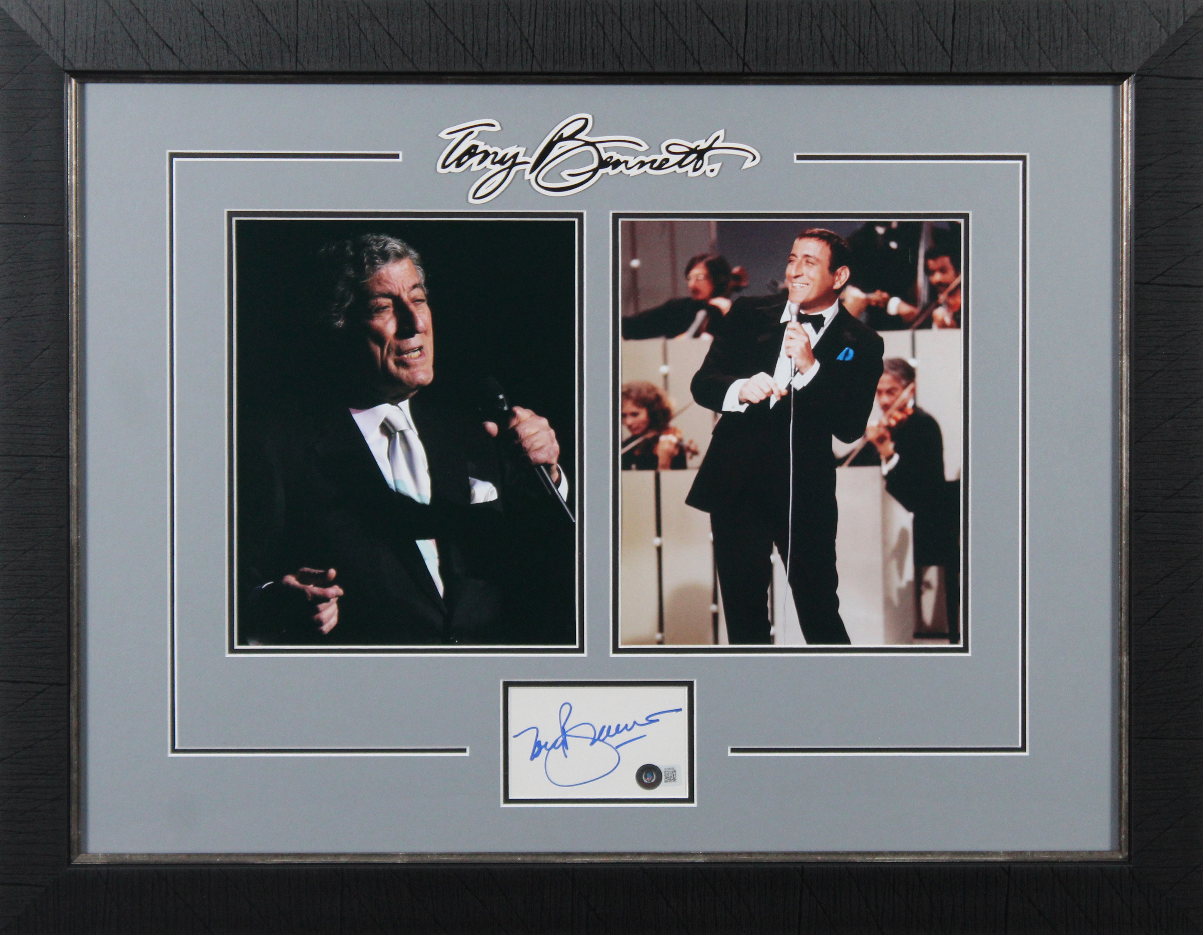 Tony Bennett Authentic Signed 3x5 Index Card Framed Display BAS #BL98035