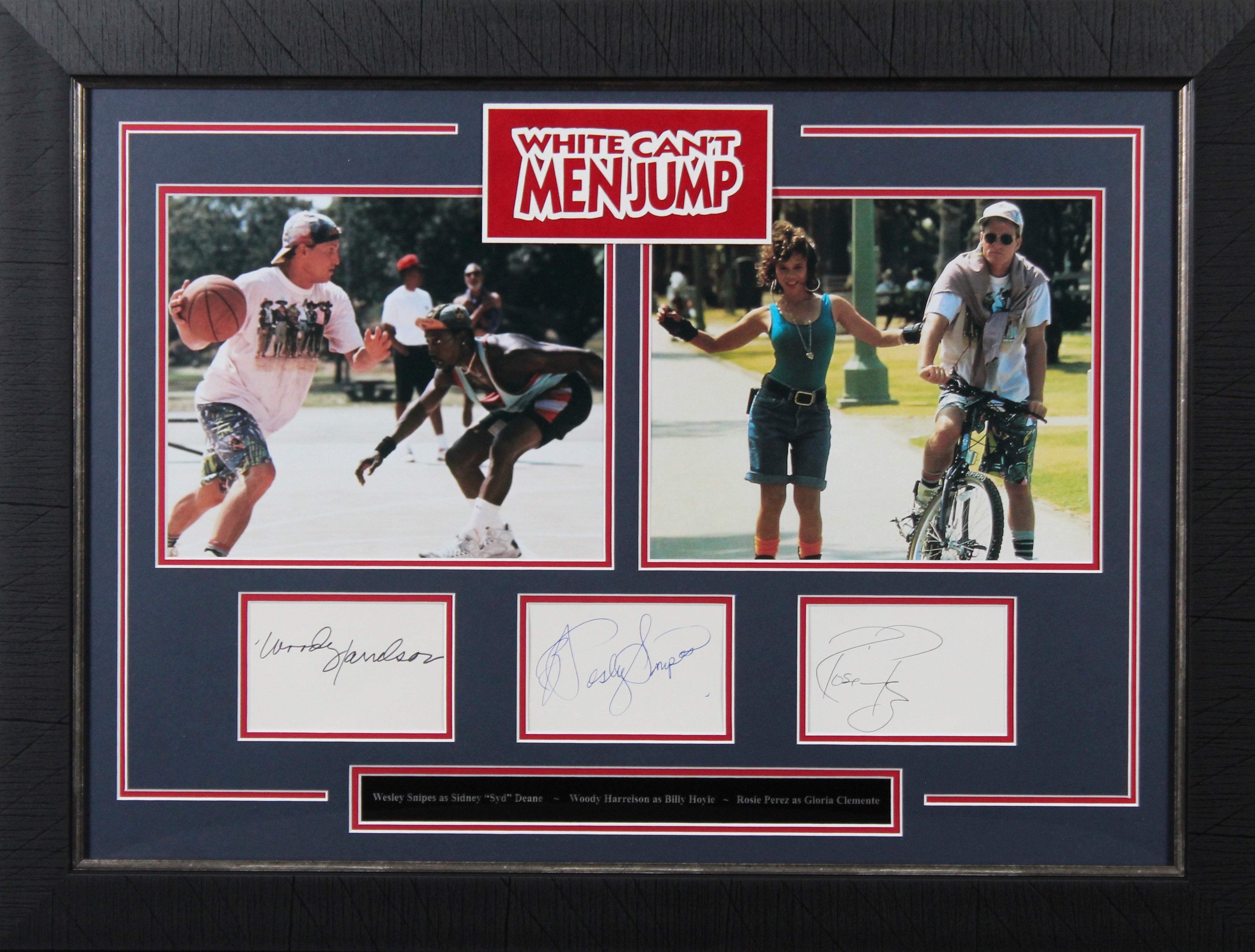 White Men Can't Jump (3) Snipes, Harrelson & Perez Signed 3x5 Framed Display BAS