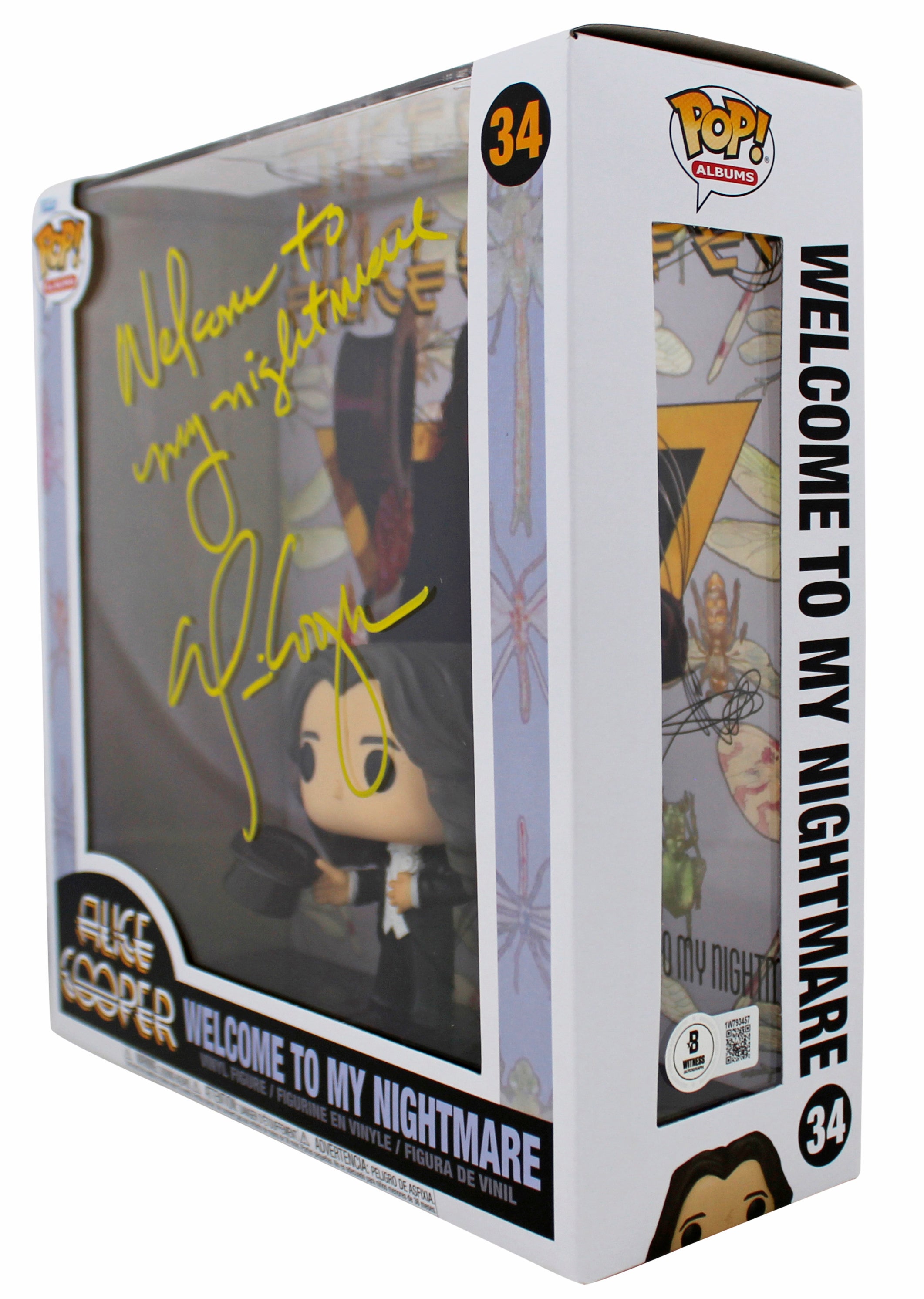 Alice Cooper "WTMN" Signed Funko Pop Vinyl Figure #34 w/ Yellow Sig BAS Witness