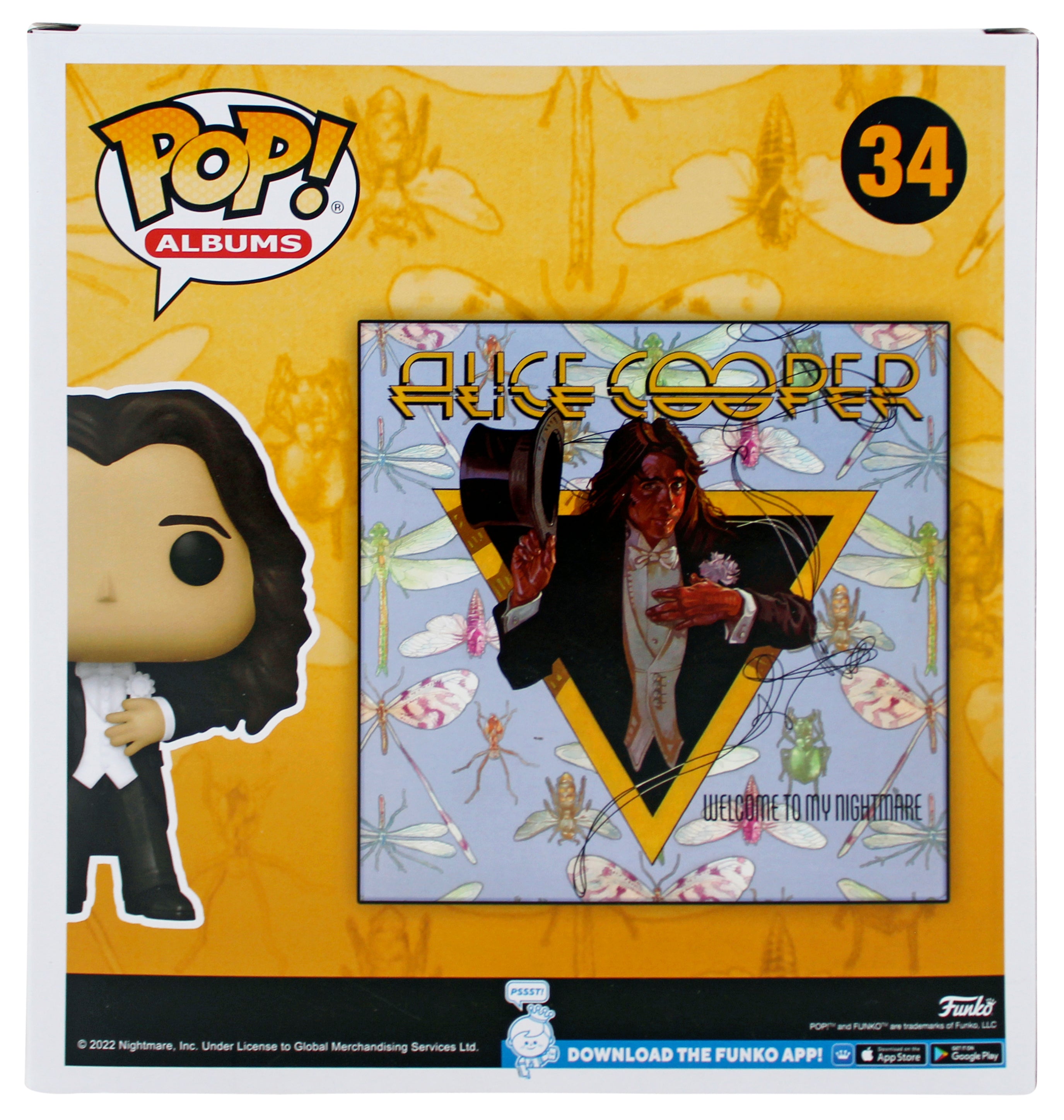 Alice Cooper "WTMN" Signed Funko Pop Vinyl Figure #34 w/ Yellow Sig BAS Witness