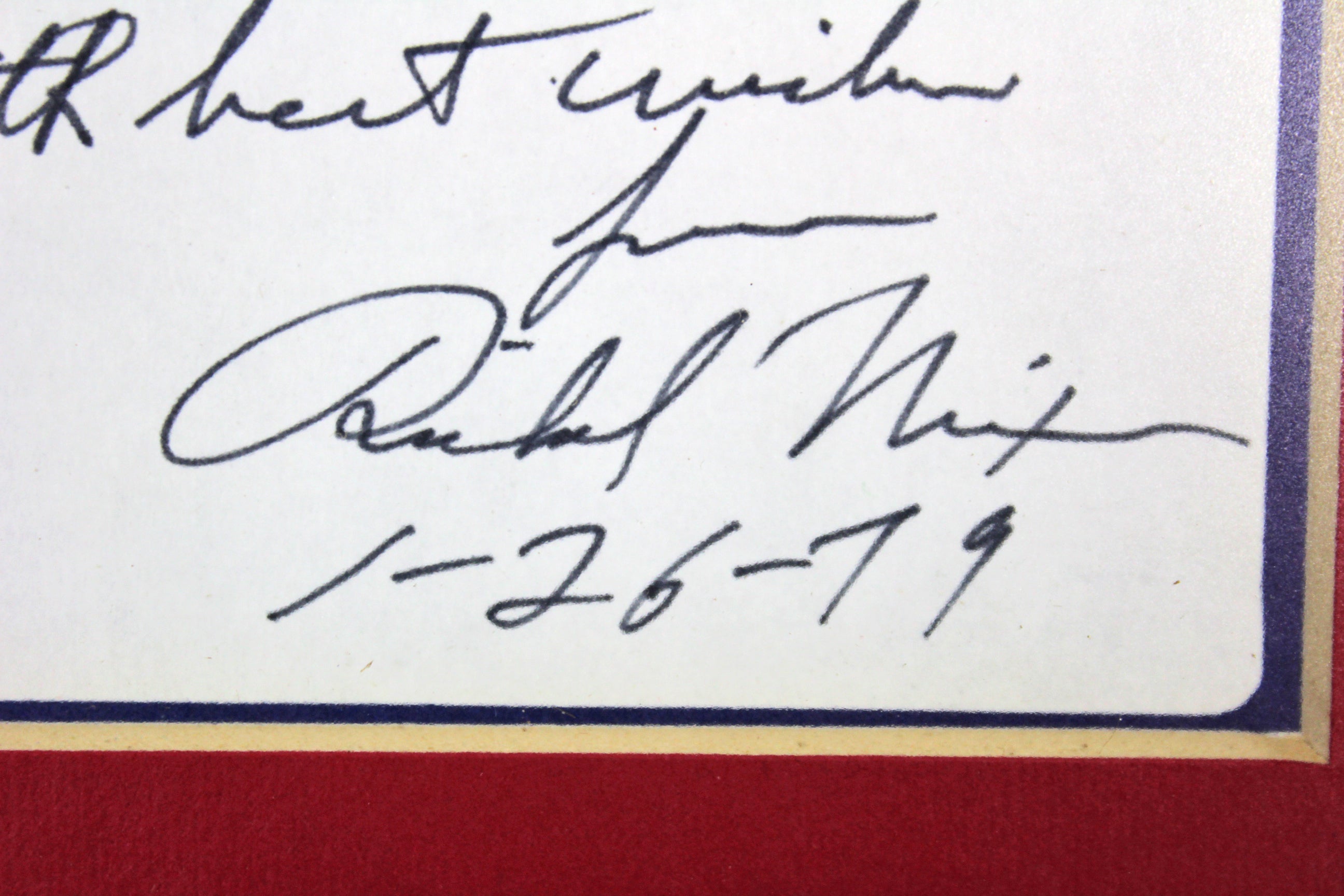 Richard Nixon Authentic Signed & Framed 4x5 Bookplate Cut Signature BAS #A72908