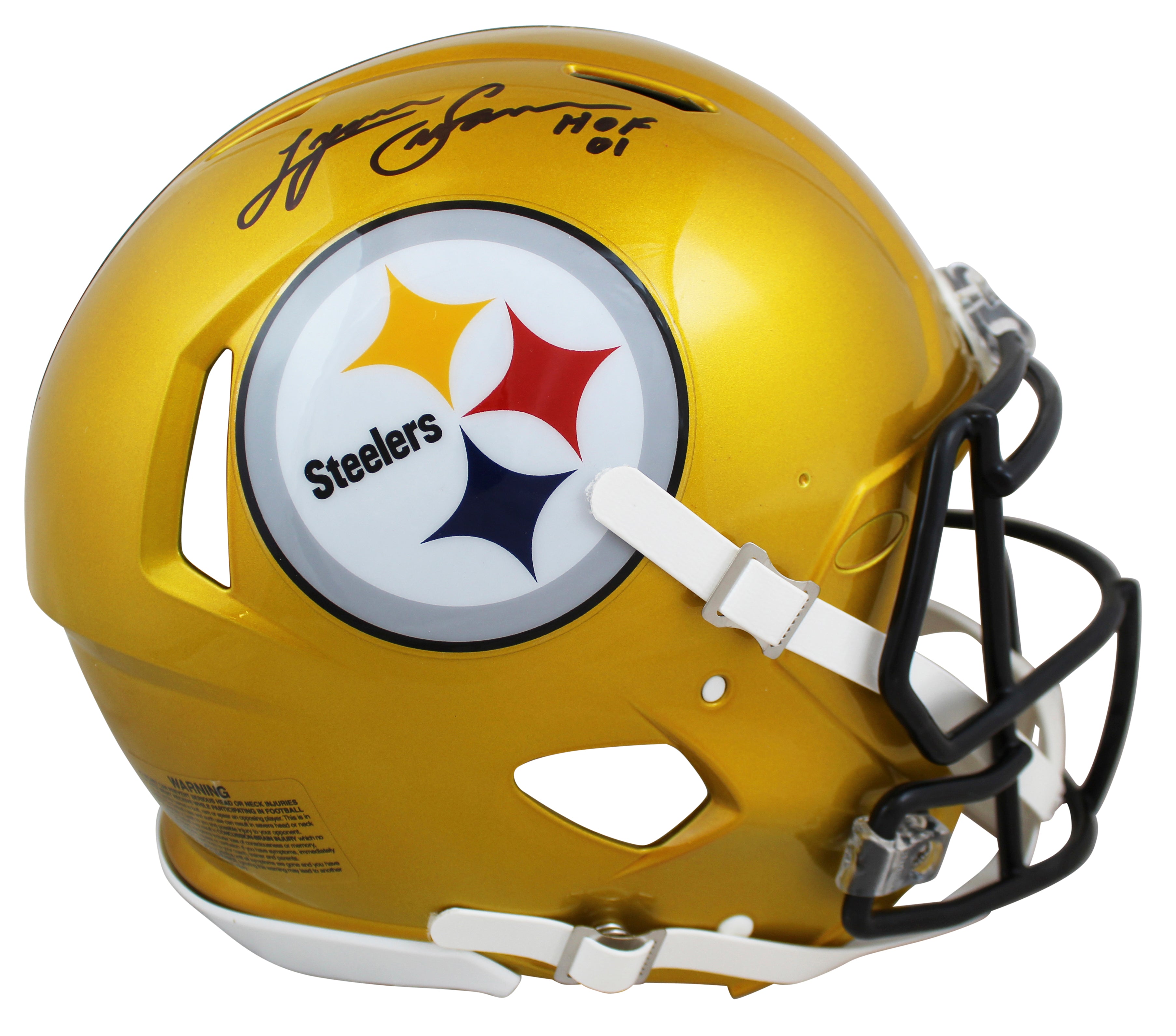 Steelers Lynn Swann "HOF 01" Signed Flash Full Size Speed Proline Helmet BAS Wit