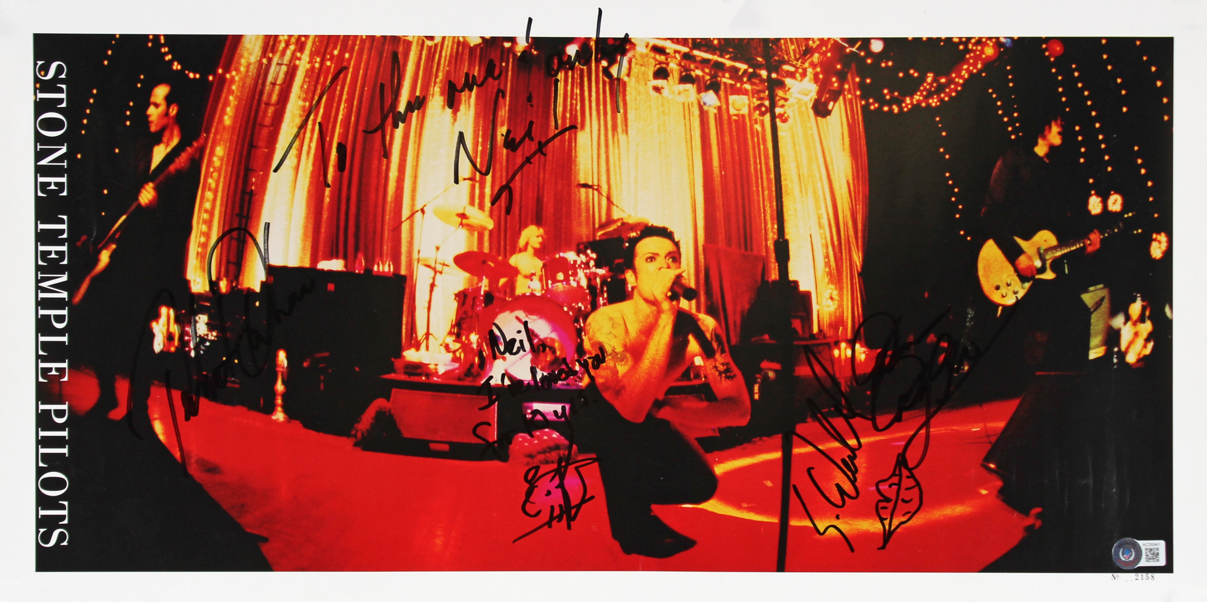 STP (4) Weiland, Kretz, Robert & Dean DeLeo Signed 12x24 Poster BAS #AC26941