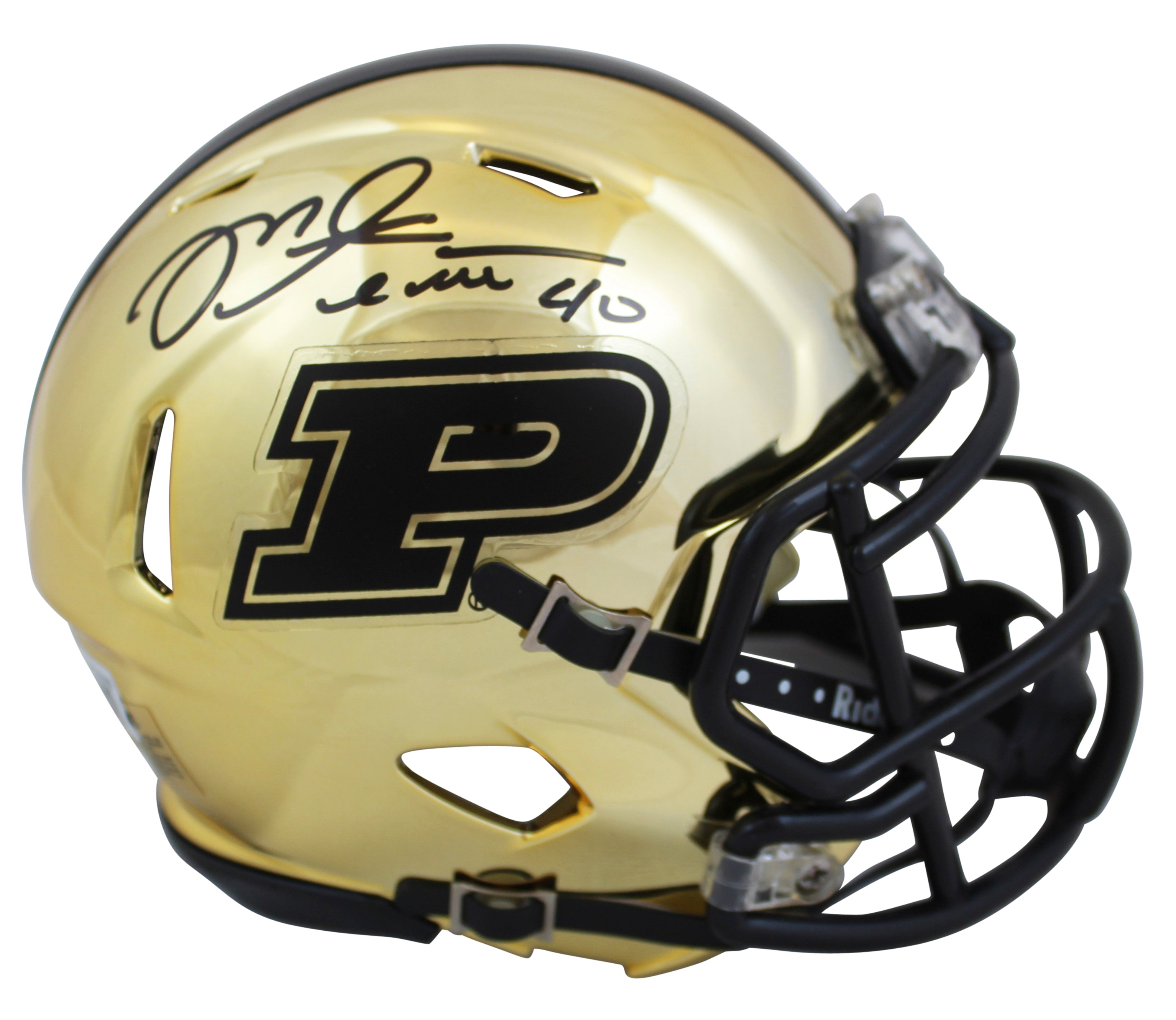 Purdue Mike Alstott Signed Chrome Speed Mini Helmet w/ Black Sig BAS Witnessed