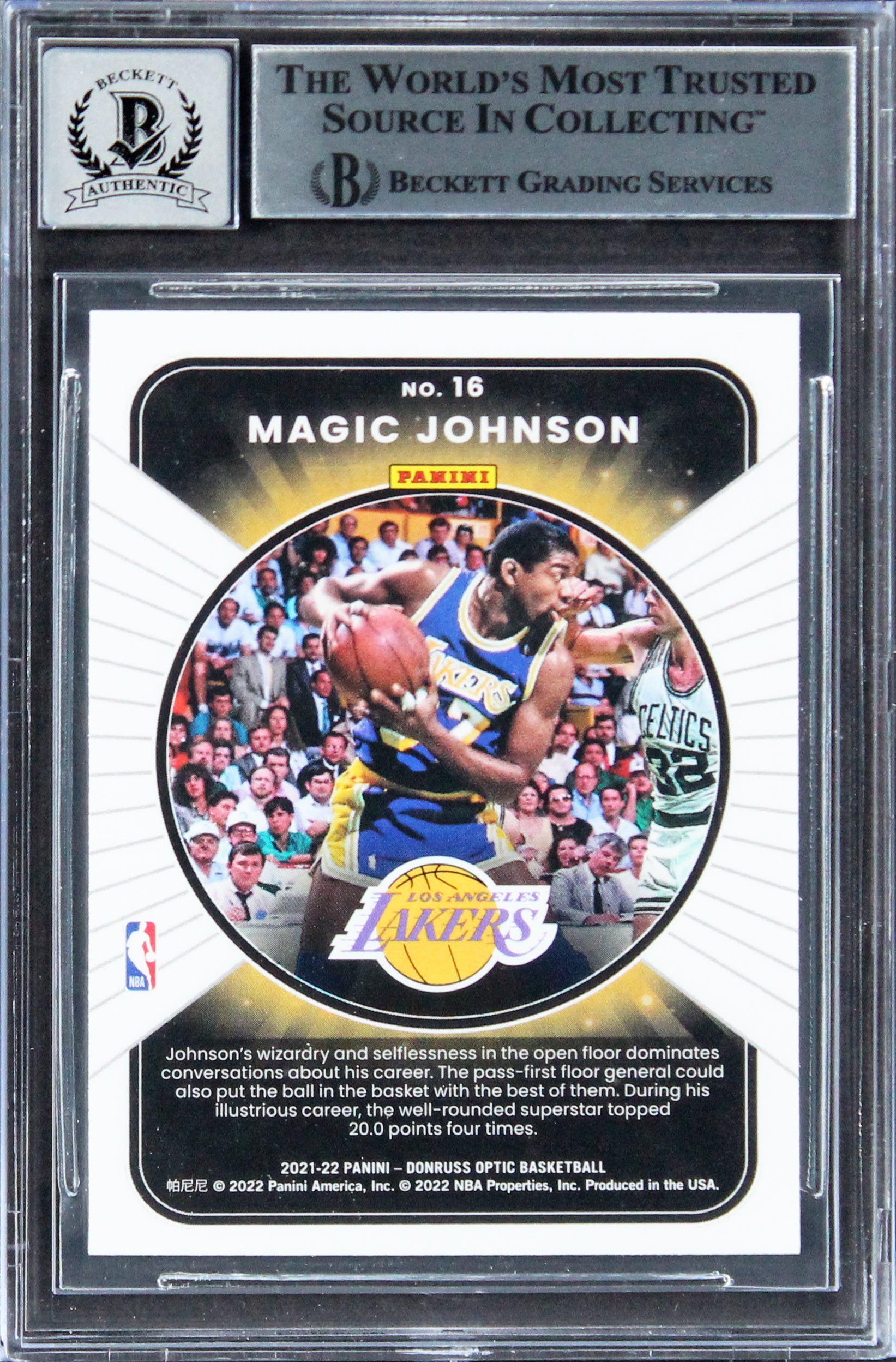 Magic Johnson Signed 2021 Donruss Optic Winner Stays #16 Card Auto 10! BAS Slab