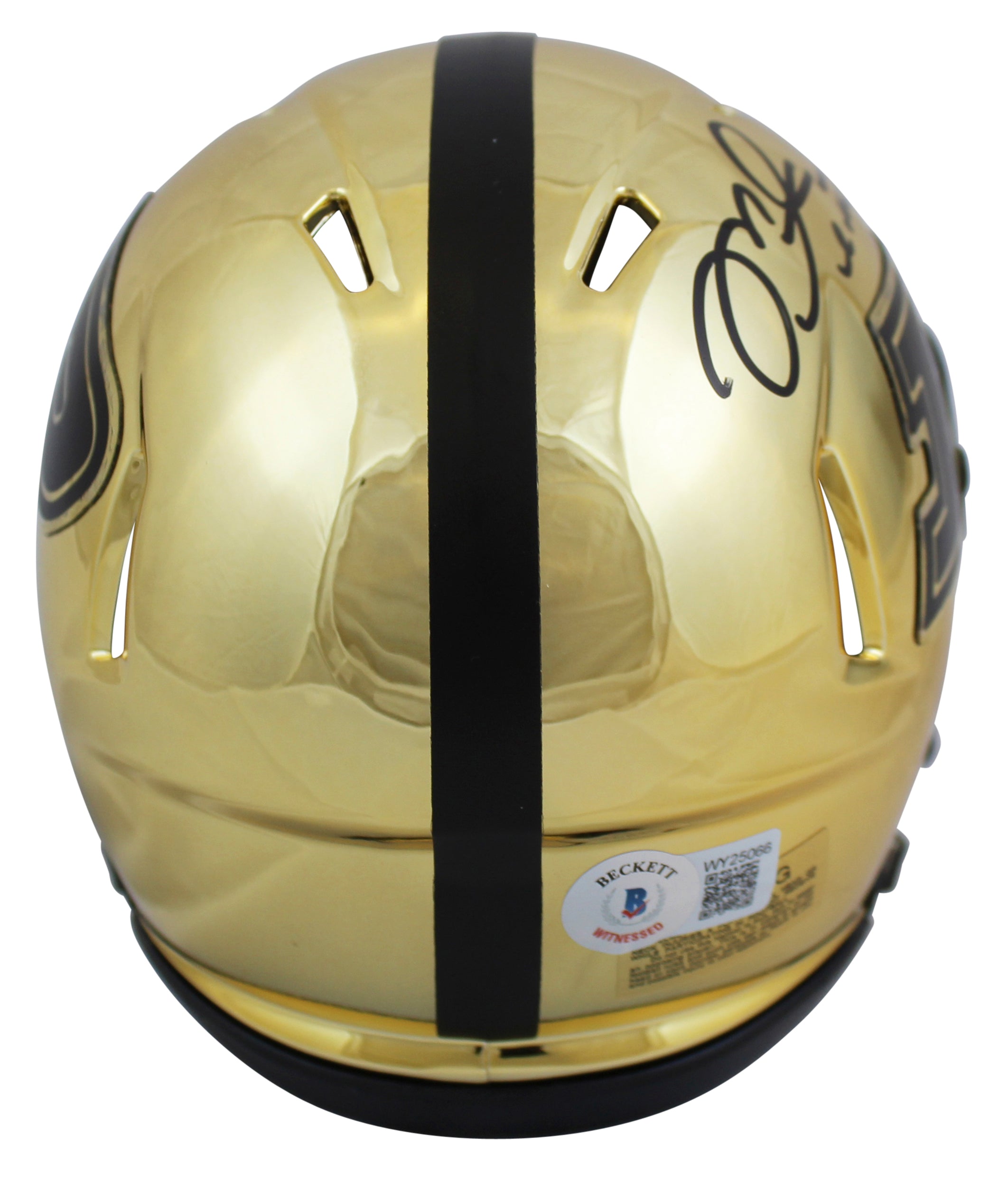 Purdue Mike Alstott Signed Chrome Speed Mini Helmet w/ Black Sig BAS Witnessed