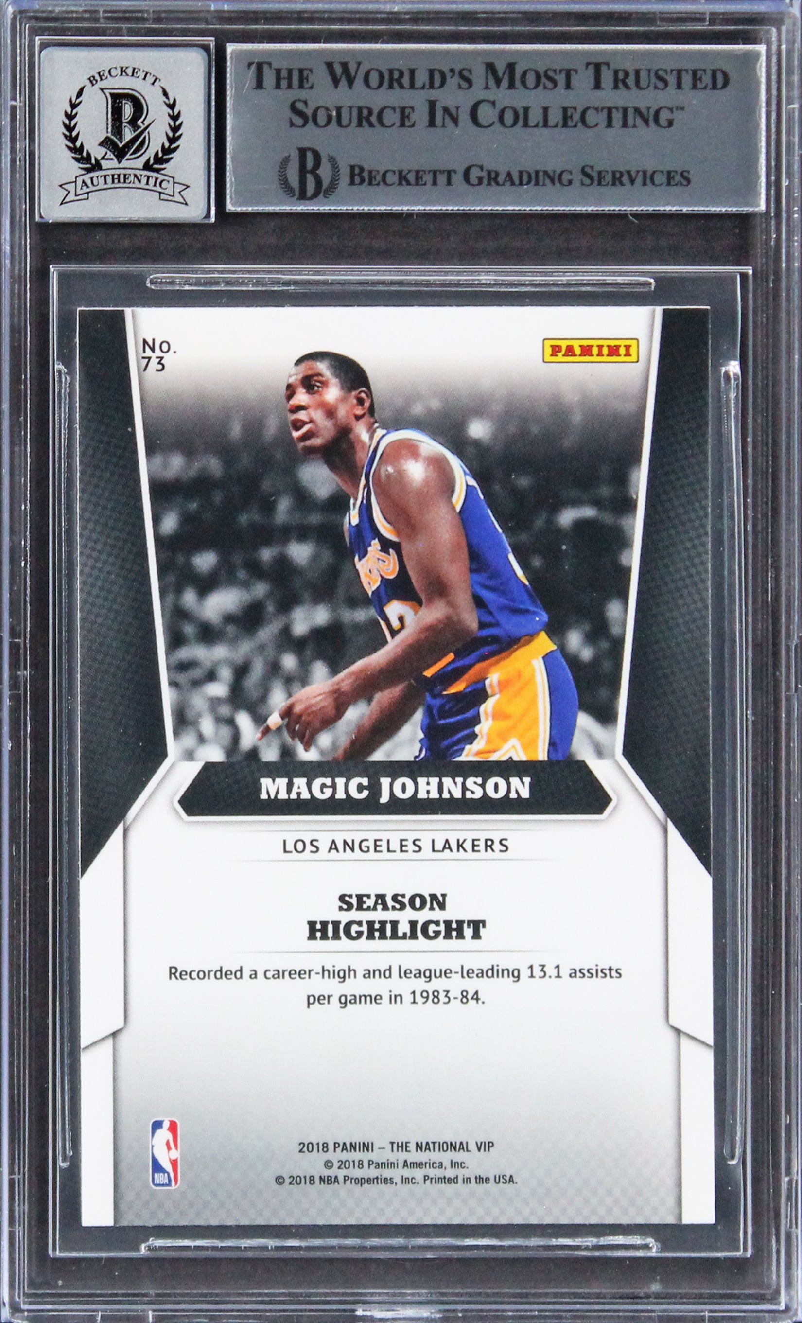 Lakers Magic Johnson Signed 2018 National Gold VIP #73 Card Auto 10! BAS Slabbed