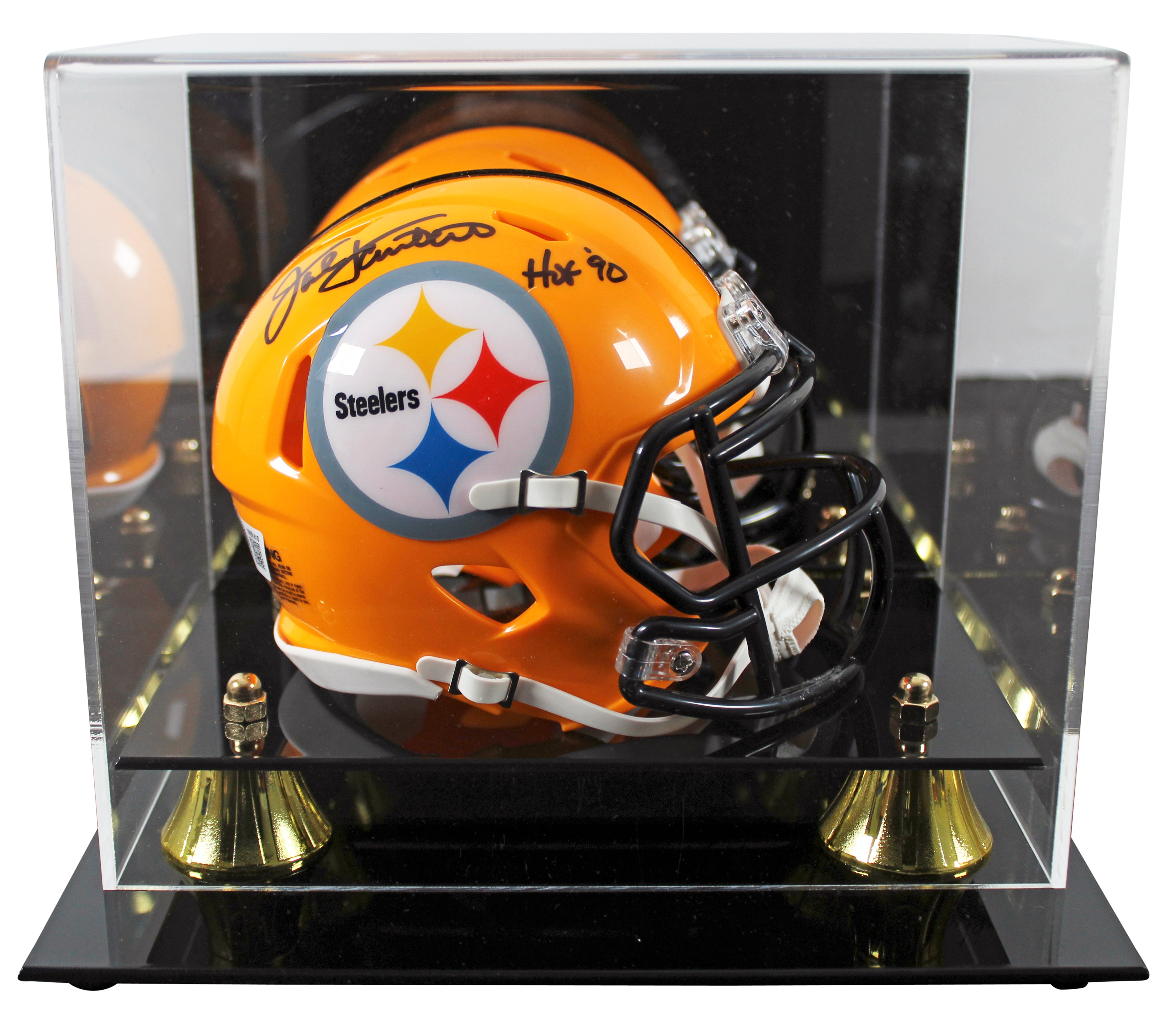 Steelers Jack Lambert "HOF 90" Signed 1962 TB Speed Mini Helmet W/ Case BAS Wit