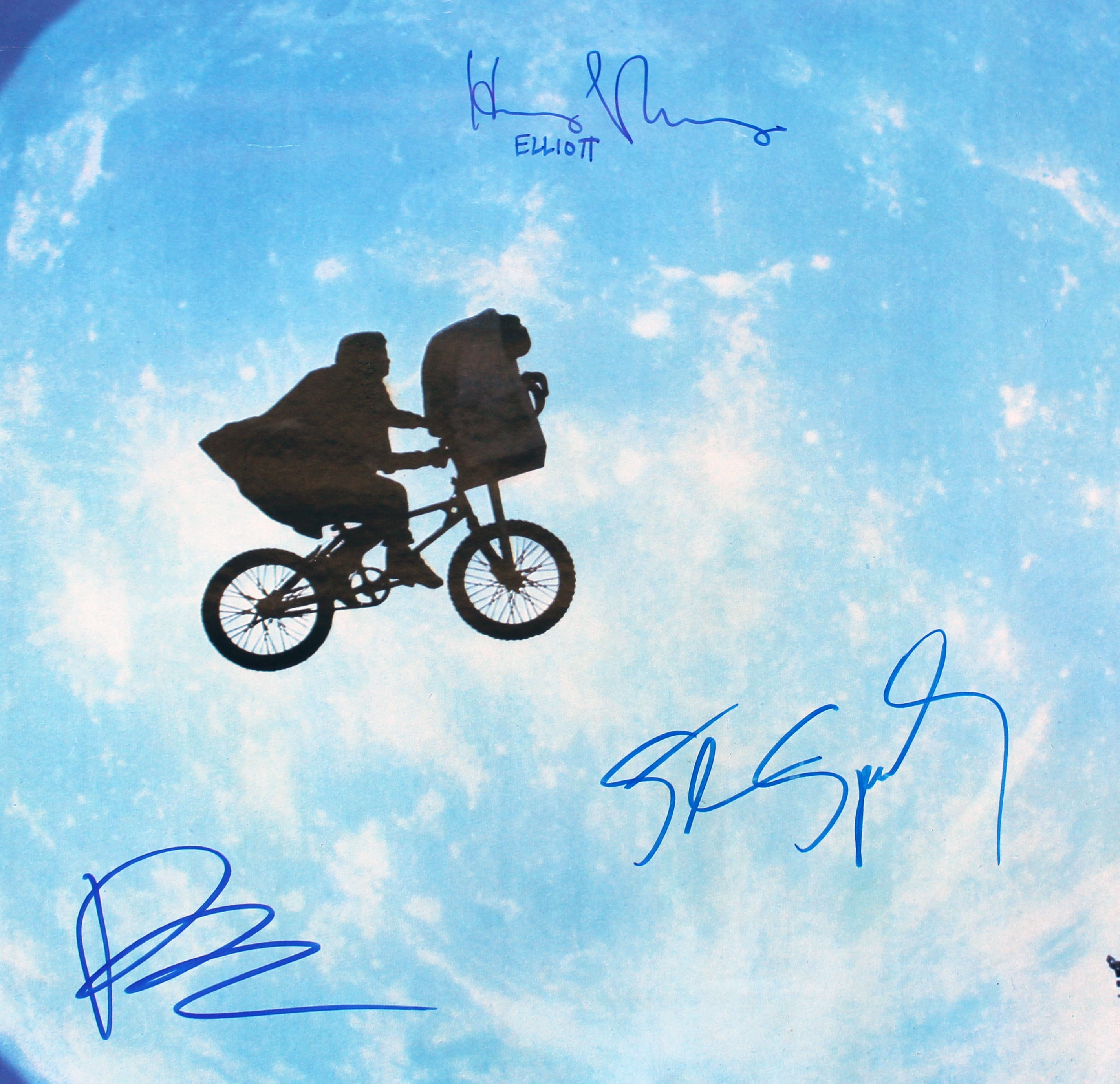 E.T. (6) Spielberg, Barrymore Signed 26.5x38.5 Linen Backed Poster BAS #C96113