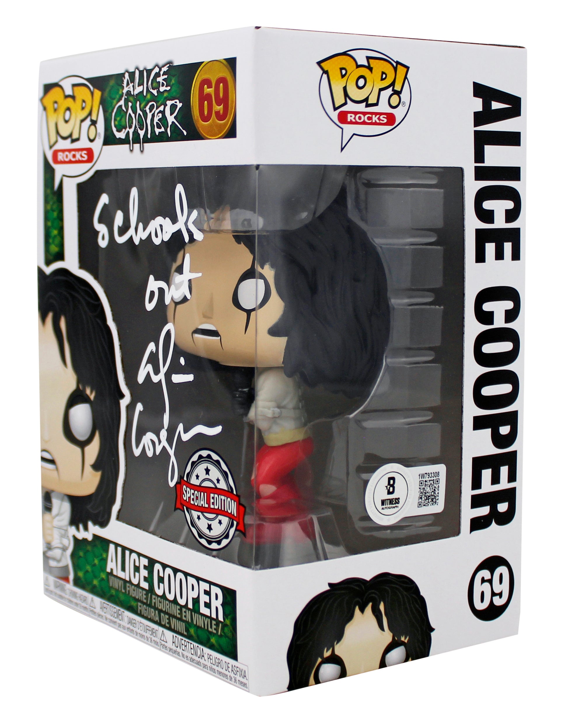 Alice Cooper "Schools Out" Signed Funko Pop Vinyl Figure #69 w/ White Sig BAS W