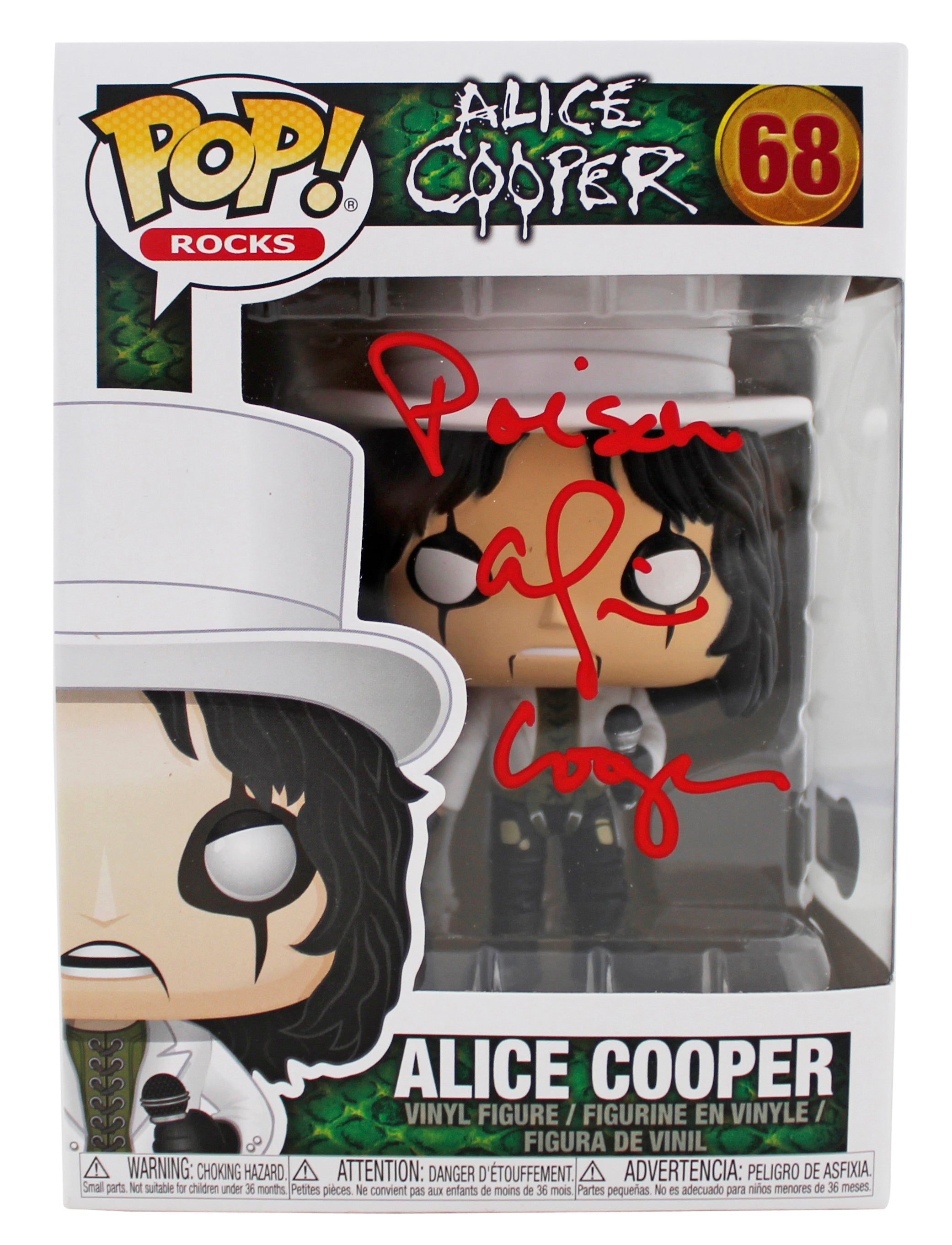 Alice Cooper "Poison" Signed Funko Pop Vinyl Figure #68 w/ Red Sig BAS Witnessed