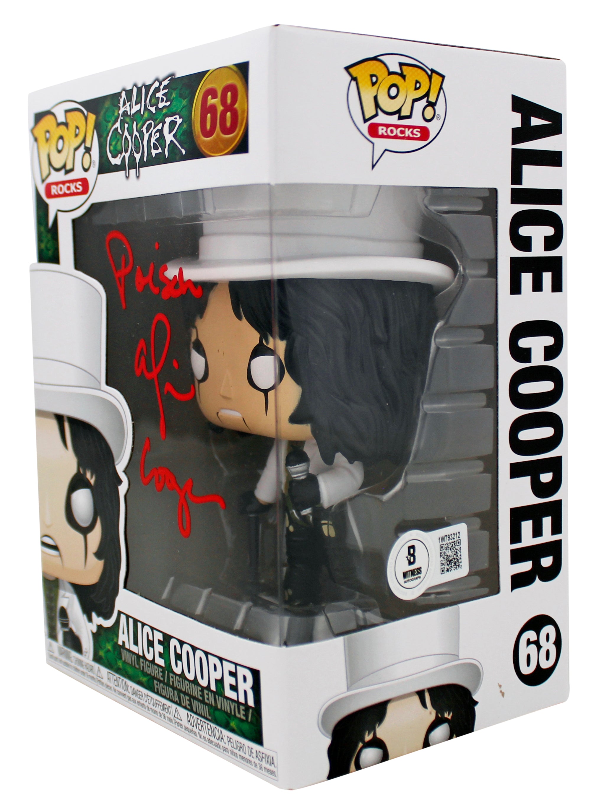 Alice Cooper "Poison" Signed Funko Pop Vinyl Figure #68 w/ Red Sig BAS Witnessed