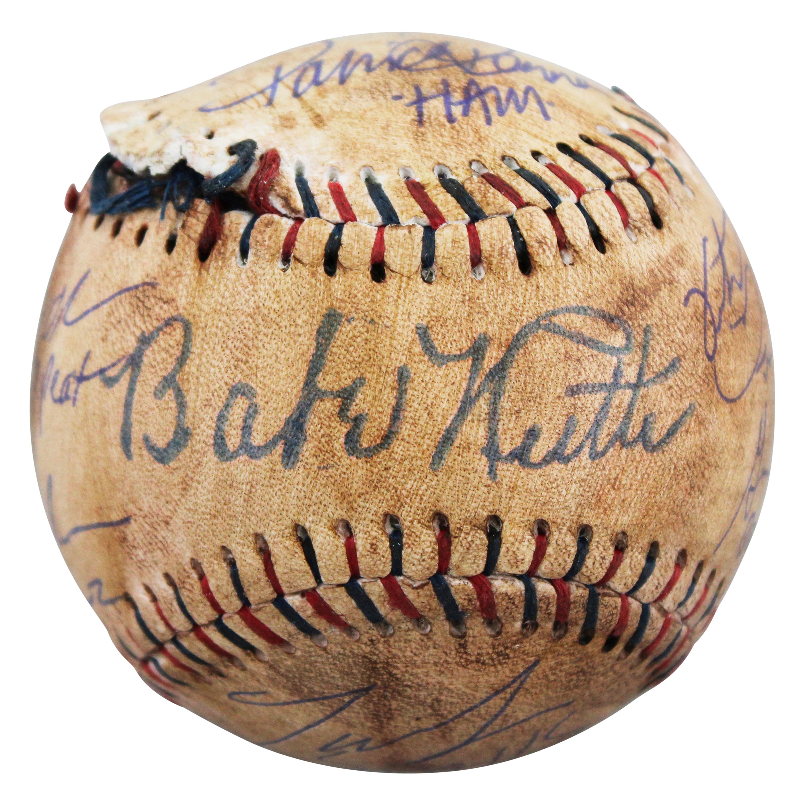 Sandlot (8) Guiry, Leopardi, Renna +5 Signed Chewed Baseball w/ Case BAS