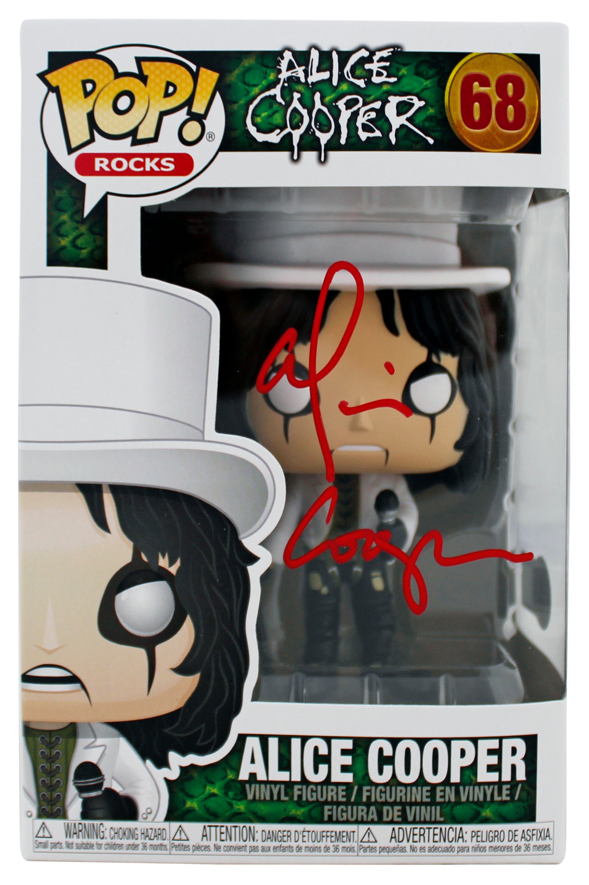 Alice Cooper Authentic Signed Funko Pop Vinyl Figure #68 w/ Red Sig BAS Witness