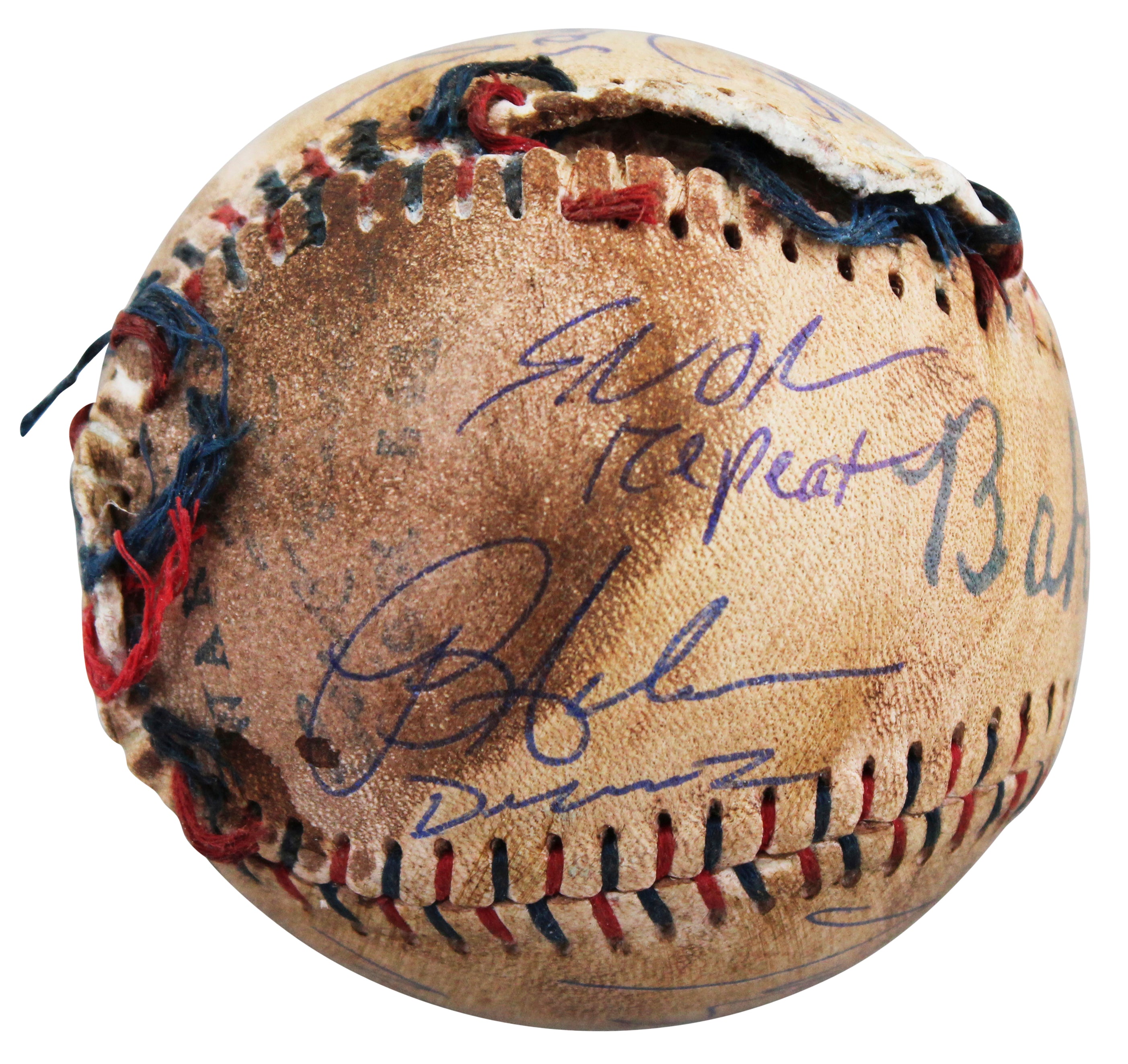 Sandlot (8) Guiry, Leopardi, Renna +5 Signed Chewed Baseball w/ Character BAS