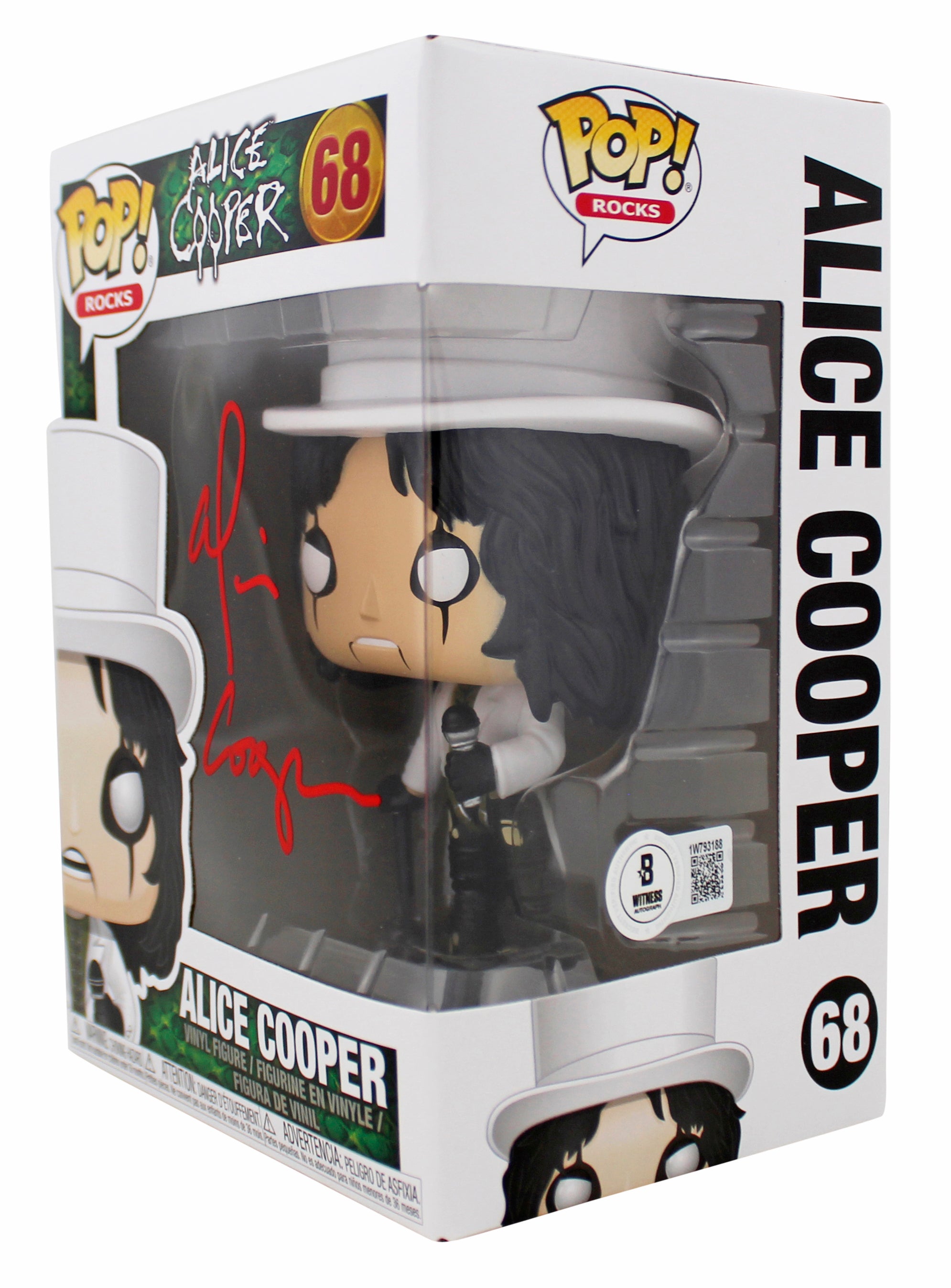 Alice Cooper Authentic Signed Funko Pop Vinyl Figure #68 w/ Red Sig BAS Witness