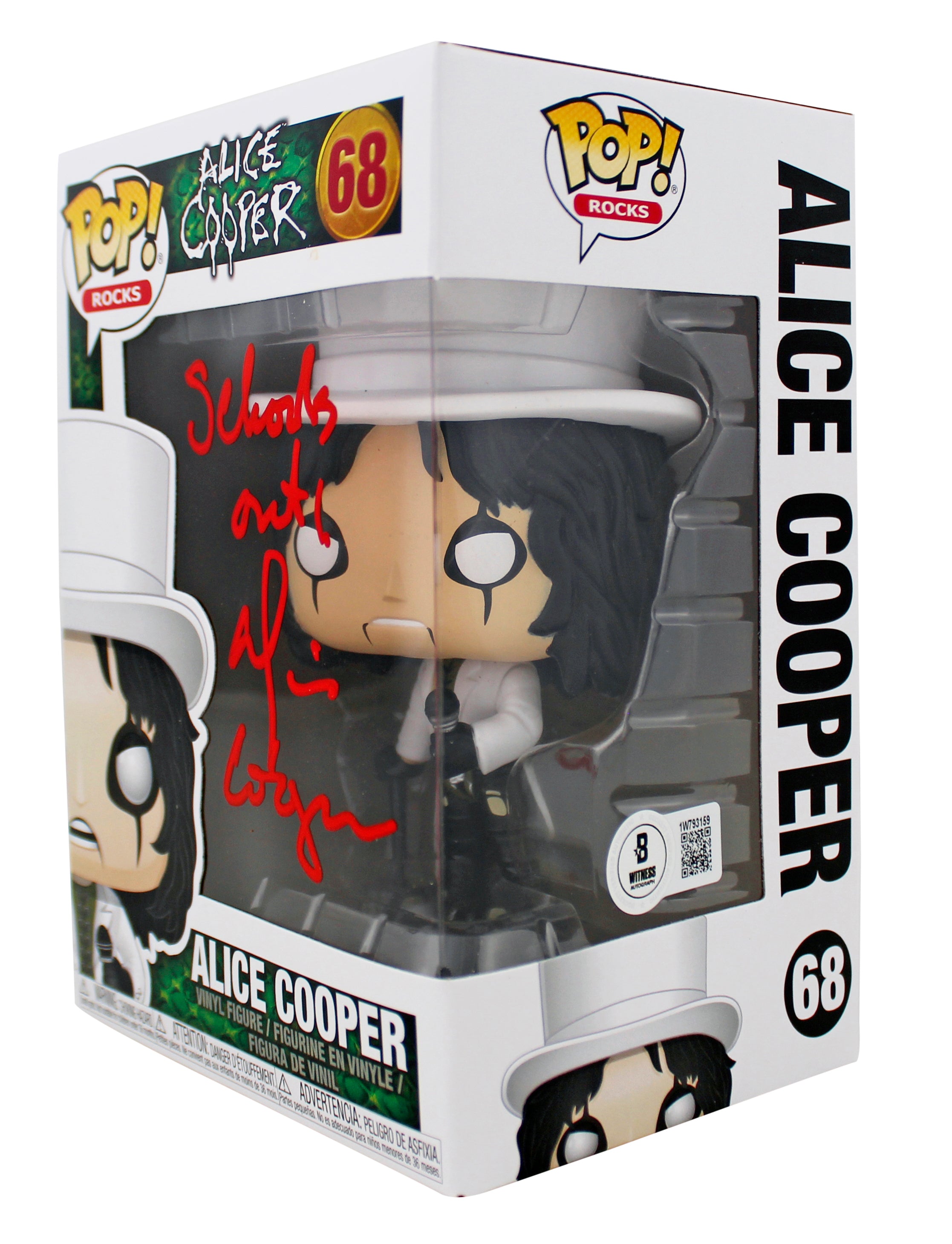 Alice Cooper "Schools Out" Signed Funko Pop Vinyl Figure #68 w/ Red Sig BAS Wit