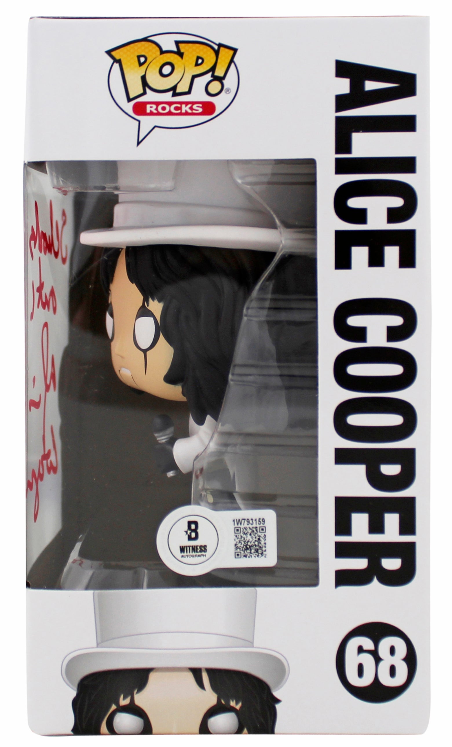 Alice Cooper "Schools Out" Signed Funko Pop Vinyl Figure #68 w/ Red Sig BAS Wit